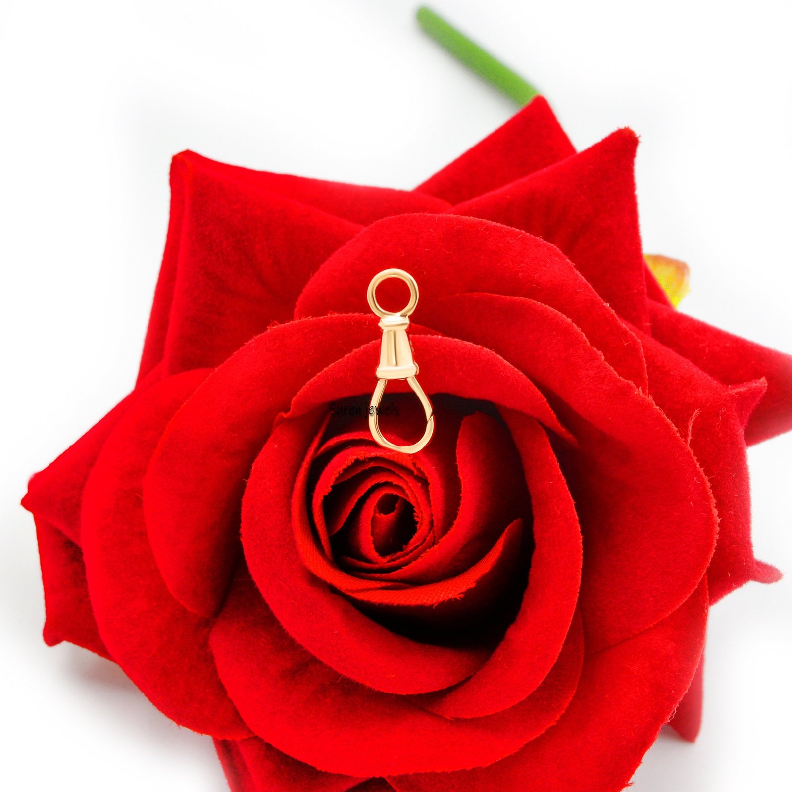 9k Gold Swivel Push Lock: Handmade Pendant Enhancer (18x7 mm) - View 2 - Suren Jewels | SKU: SJF214-9KYG 9k Gold Swivel Push Lock: Handmade Pendant Enhancer (18x7 mm) - View 2 - Suren Jewels | SKU: SJF214-9KYG