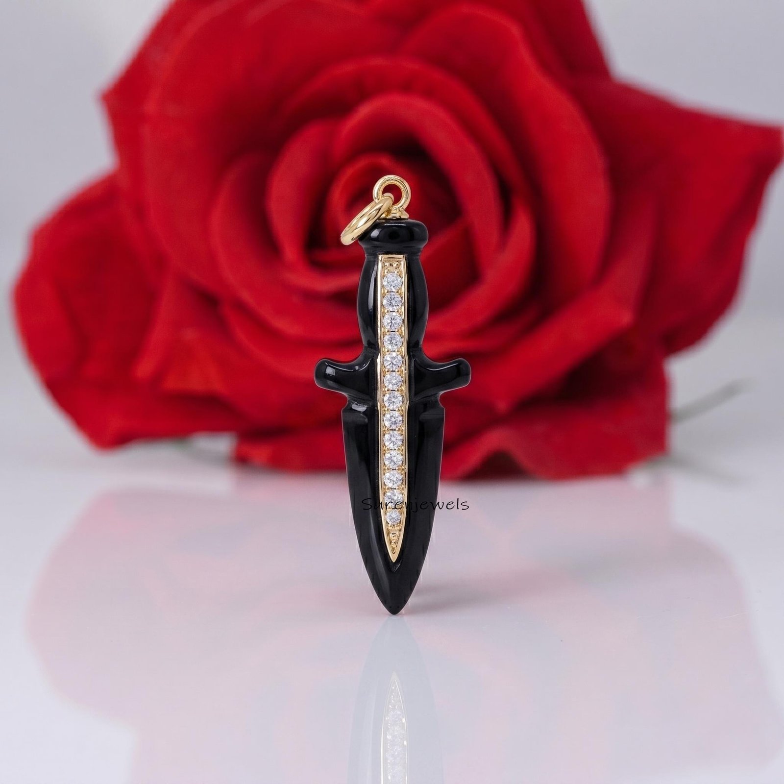 Black Onyx Dagger Pendant, Gold Sword Necklace Charm, Gothic Dagger Jewelry, Minimalist Knife Pendant, Edgy Statement Necklac Black Onyx Dagger Pendant, Gold Sword Necklace Charm, Gothic Dagger Jewelry, Minimalist Knife Pendant, Edgy Statement Necklac