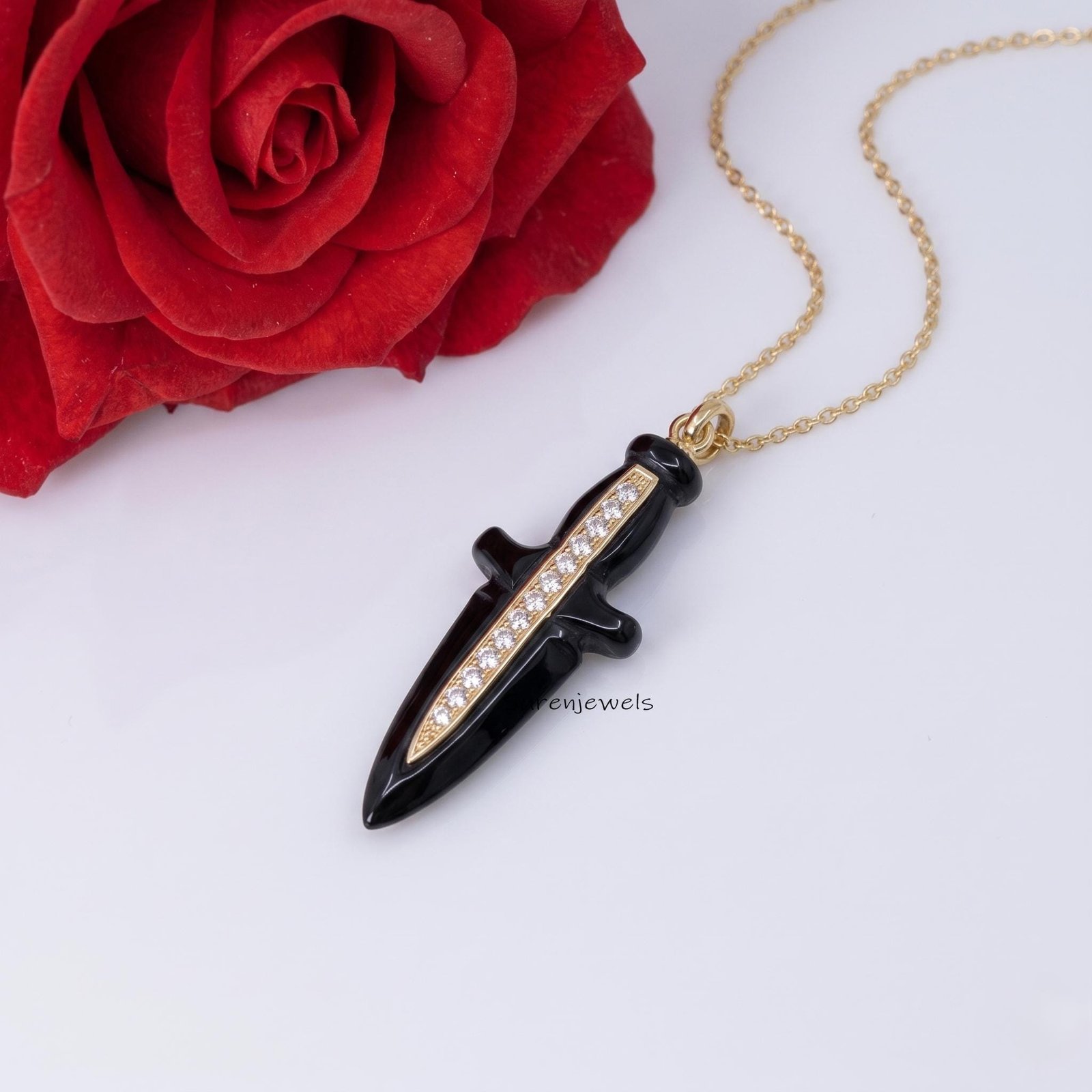 Black Onyx Dagger Pendant, Gold Sword Necklace Charm, Gothic Dagger Jewelry, Minimalist Knife Pendant, Edgy Statement Necklac Black Onyx Dagger Pendant, Gold Sword Necklace Charm, Gothic Dagger Jewelry, Minimalist Knife Pendant, Edgy Statement Necklac