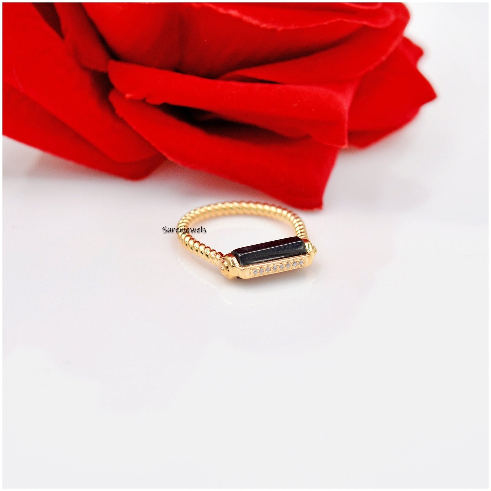 Black Spinel 925 Silver Ring: Dainty Gemstone Jewelry - Suren Jewels | SKU: SJR993-SLYGBSCZ-US-7 Black Spinel 925 Silver Ring: Dainty Gemstone Jewelry - Suren Jewels | SKU: SJR993-SLYGBSCZ-US-7