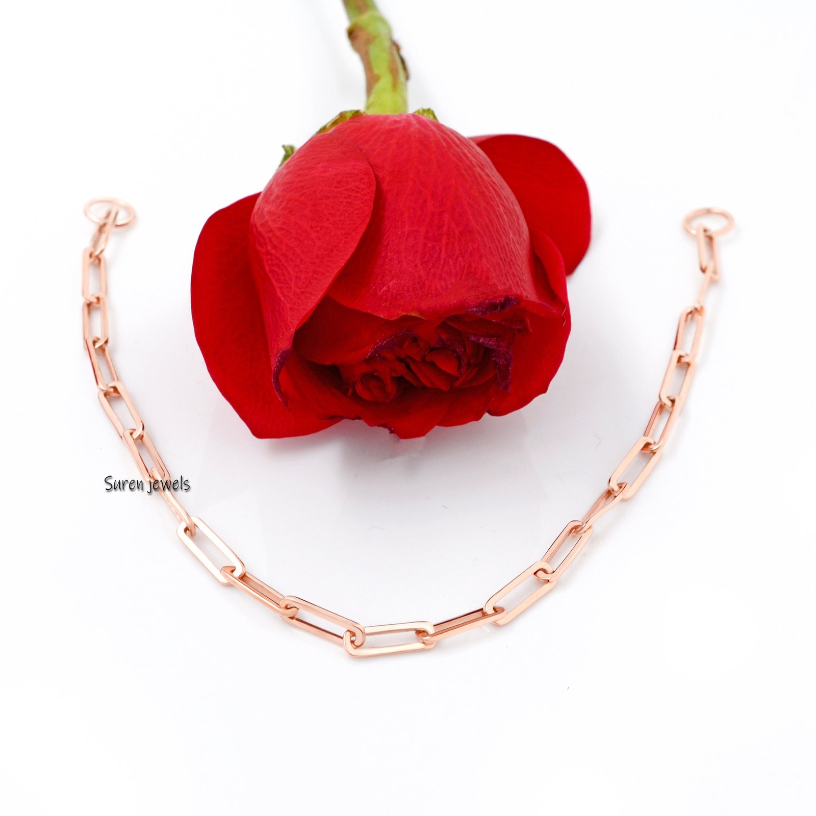 Carabiner Paperclip Link Bracelet: Handmade Chain Bracelet - Suren Jewels | SKU: SJA229-SLNS Carabiner Paperclip Link Bracelet: Handmade Chain Bracelet - Suren Jewels | SKU: SJA229-SLNS