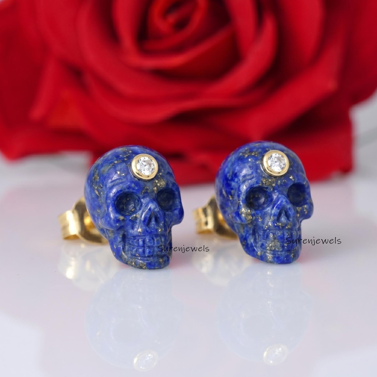 Carving 14K Gold Gemstone Skull Studs, Handmade Skull Stud Earrings, Designer Carving Skull Earrings, Carved Skull Studs, 14K Carving 14K Gold Gemstone Skull Studs, Handmade Skull Stud Earrings, Designer Carving Skull Earrings, Carved Skull Studs, 14K