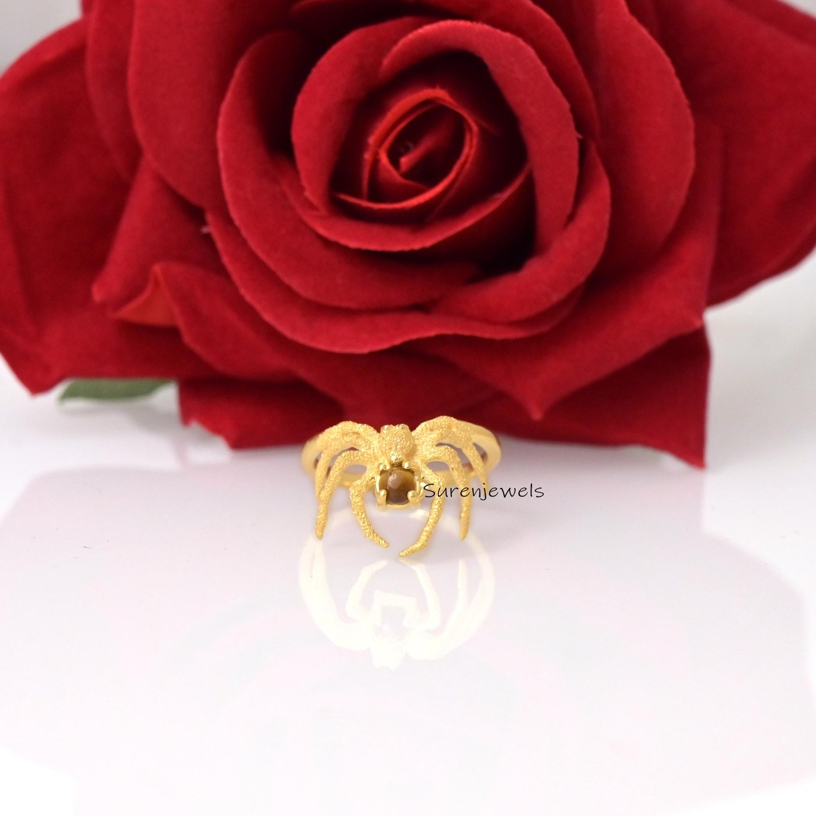 Citrine Spider Ring, Solid Gold Spider Jewelry, Nature Inspired Statement Ring, Creepy Cute Insect Ring, Bold Jewelry, Handma Citrine Spider Ring, Solid Gold Spider Jewelry, Nature Inspired Statement Ring, Creepy Cute Insect Ring, Bold Jewelry, Handma