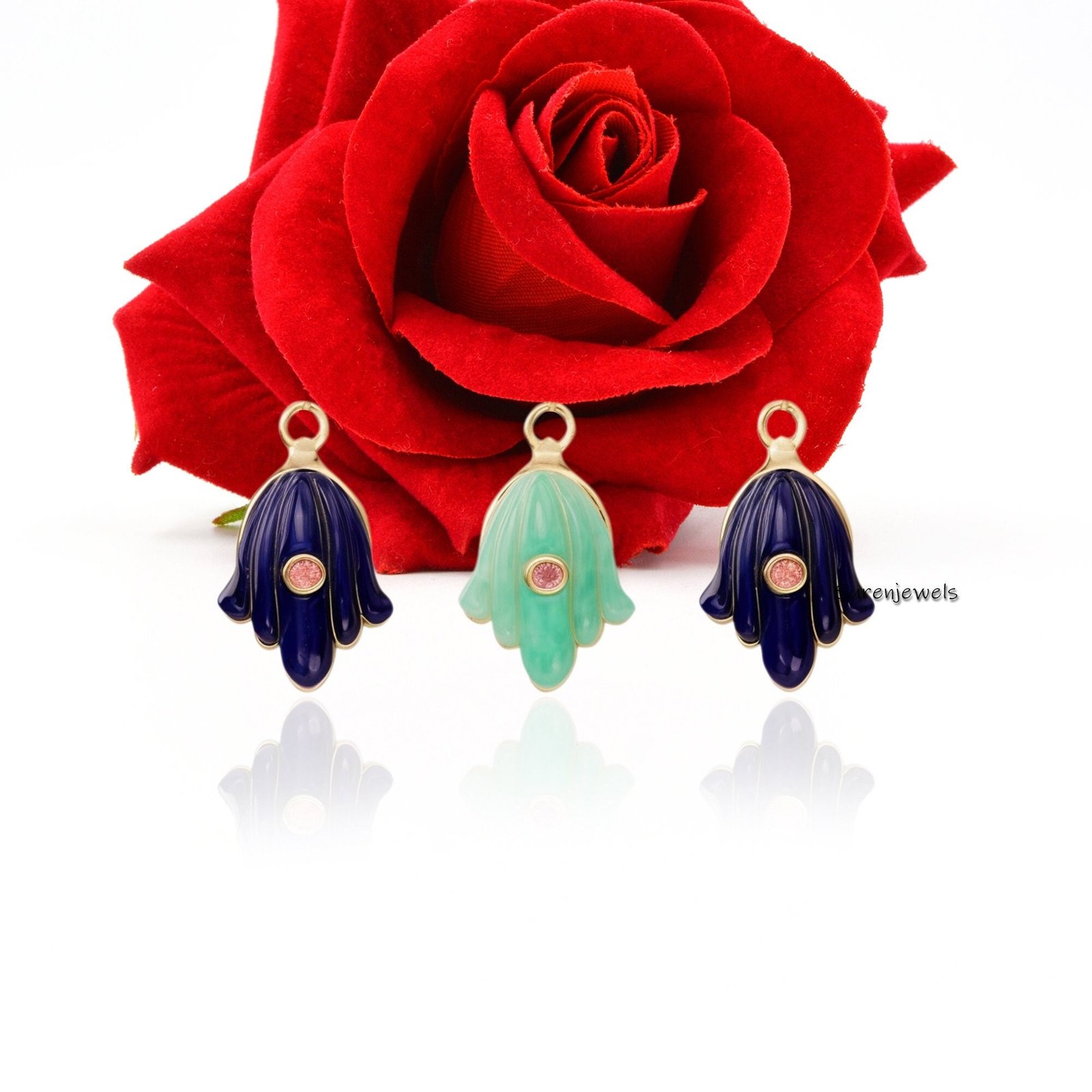 Coral Flower Pendant: Hand Carved 925 Silver Charm (30mm) - View 2 - Suren Jewels | SKU: SJP1834 Coral Flower Pendant: Hand Carved 925 Silver Charm (30mm) - View 2 - Suren Jewels | SKU: SJP1834