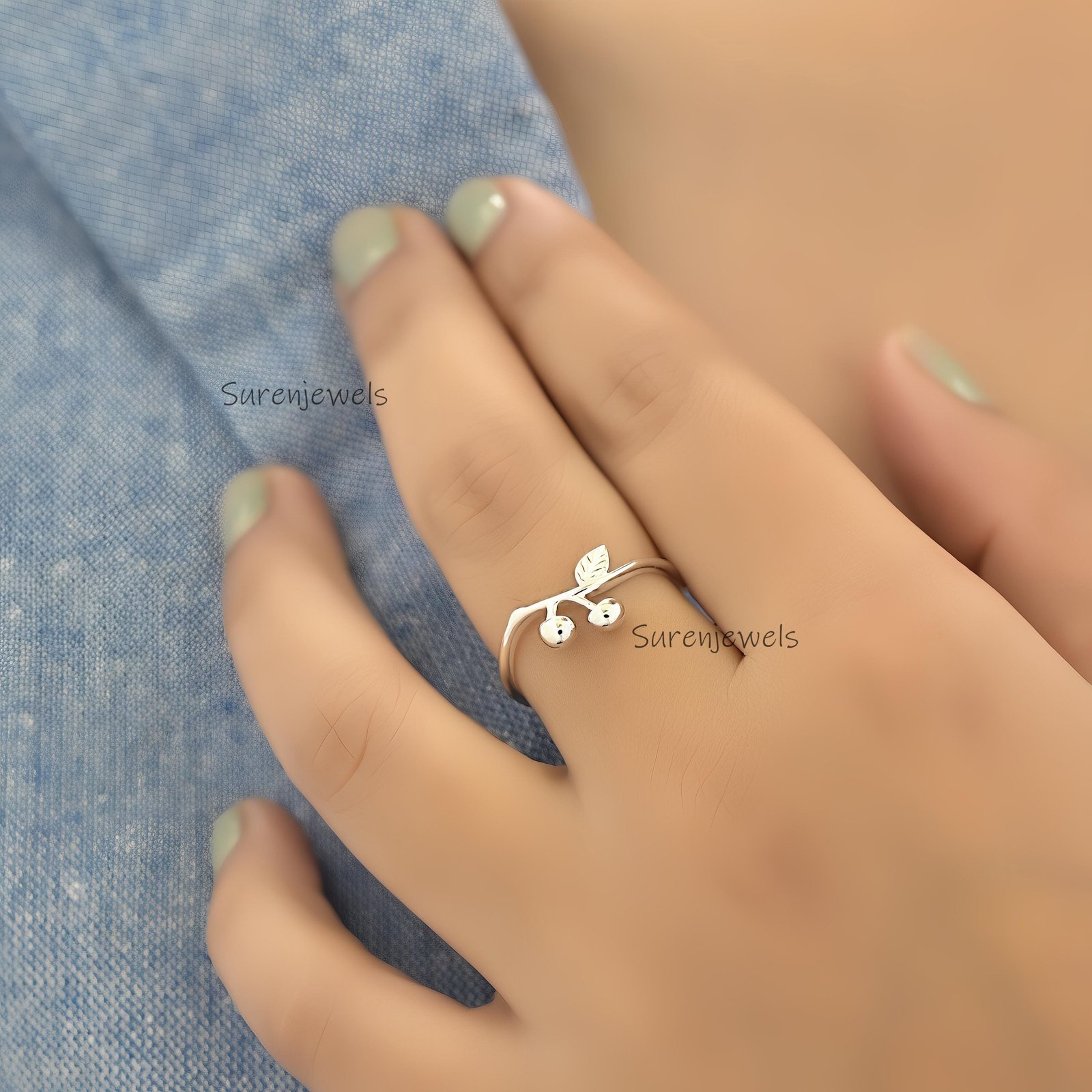 Dainty 14k Gold Cherry Ring: Handmade Fruit Jewelry - Suren Jewels | SKU: SJR2935-SLYG-US-6,sJR2960-SLRG-US-5 Dainty 14k Gold Cherry Ring: Handmade Fruit Jewelry - Suren Jewels | SKU: SJR2935-SLYG-US-6,sJR2960-SLRG-US-5
