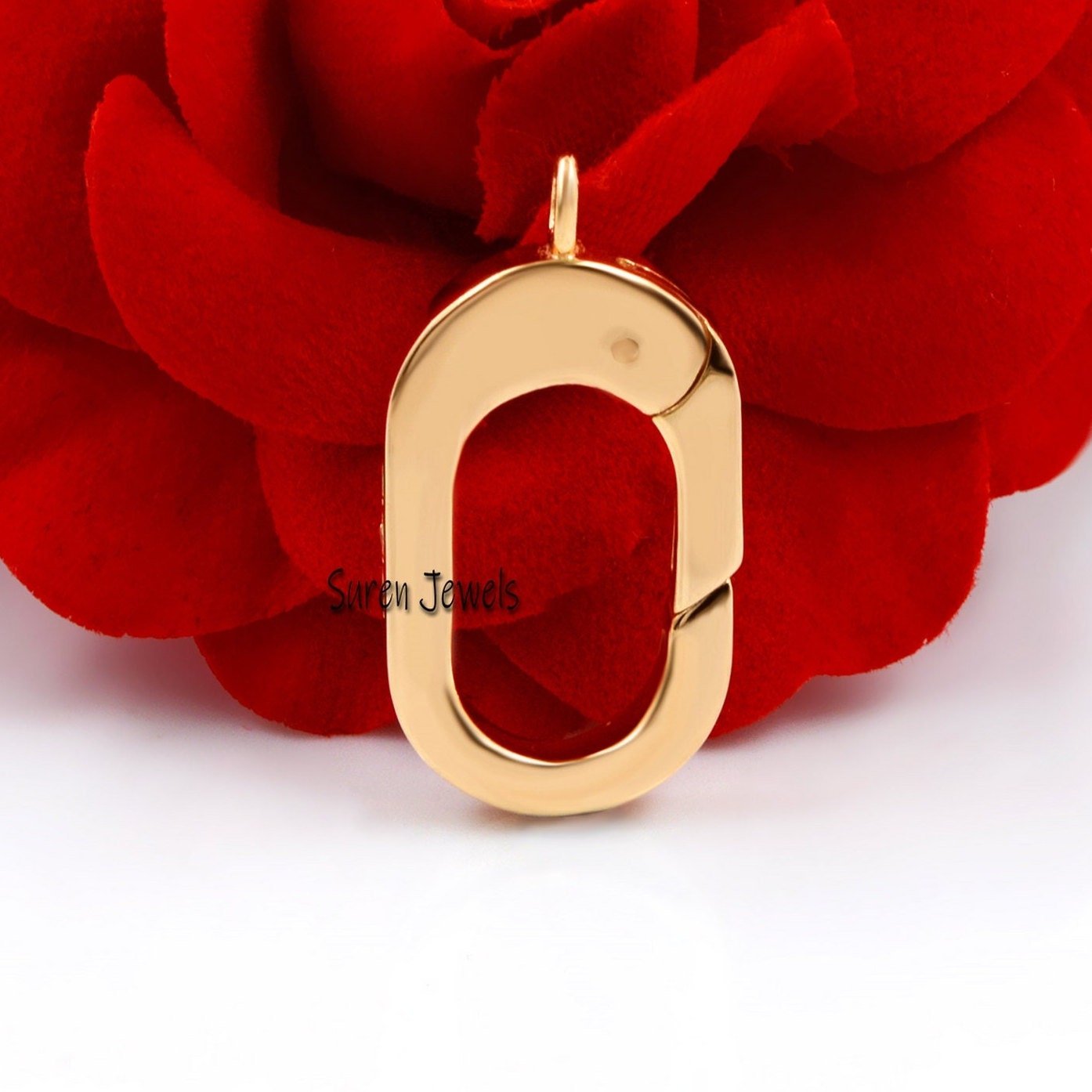 Diamond Oval Charm Lock: Pave Charm Holder Pendant - Suren Jewels | SKU: SJP779- Diamond Oval Charm Lock: Pave Charm Holder Pendant - Suren Jewels | SKU: SJP779-