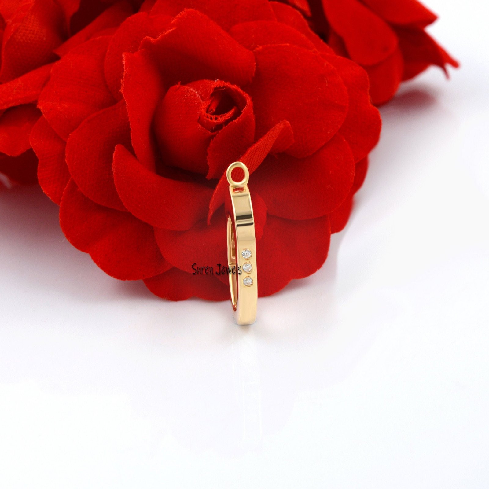 Diamond Oval Charm Lock: Pave Charm Holder Pendant - View 2 - Suren Jewels | SKU: SJP779- Diamond Oval Charm Lock: Pave Charm Holder Pendant - View 2 - Suren Jewels | SKU: SJP779-