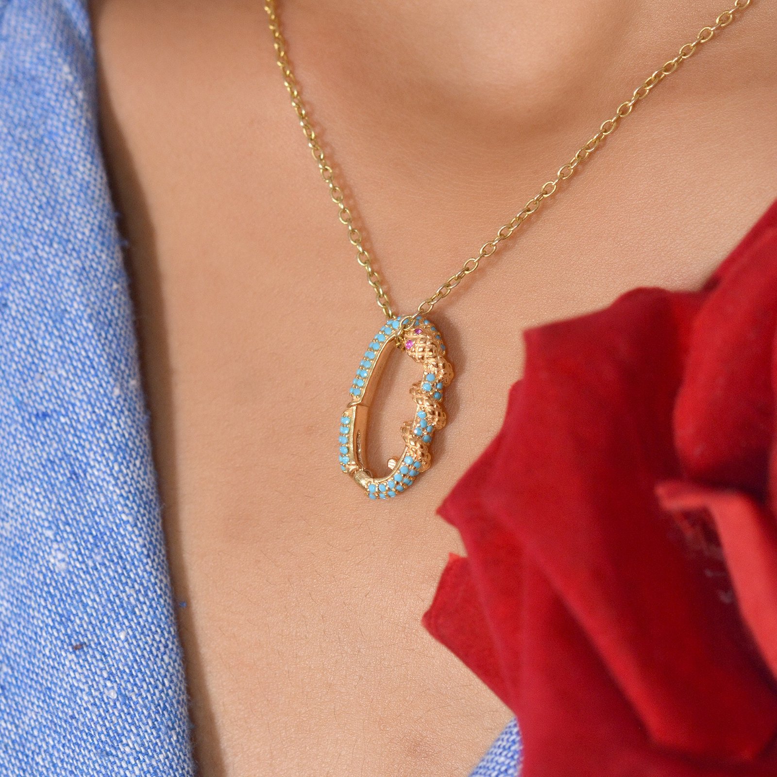 Diamond Snake Charm 14k Gold Enhancer - View 3 - Suren Jewels | SKU: SJP1136-SLRHYGRU-22M Diamond Snake Charm 14k Gold Enhancer - View 3 - Suren Jewels | SKU: SJP1136-SLRHYGRU-22M