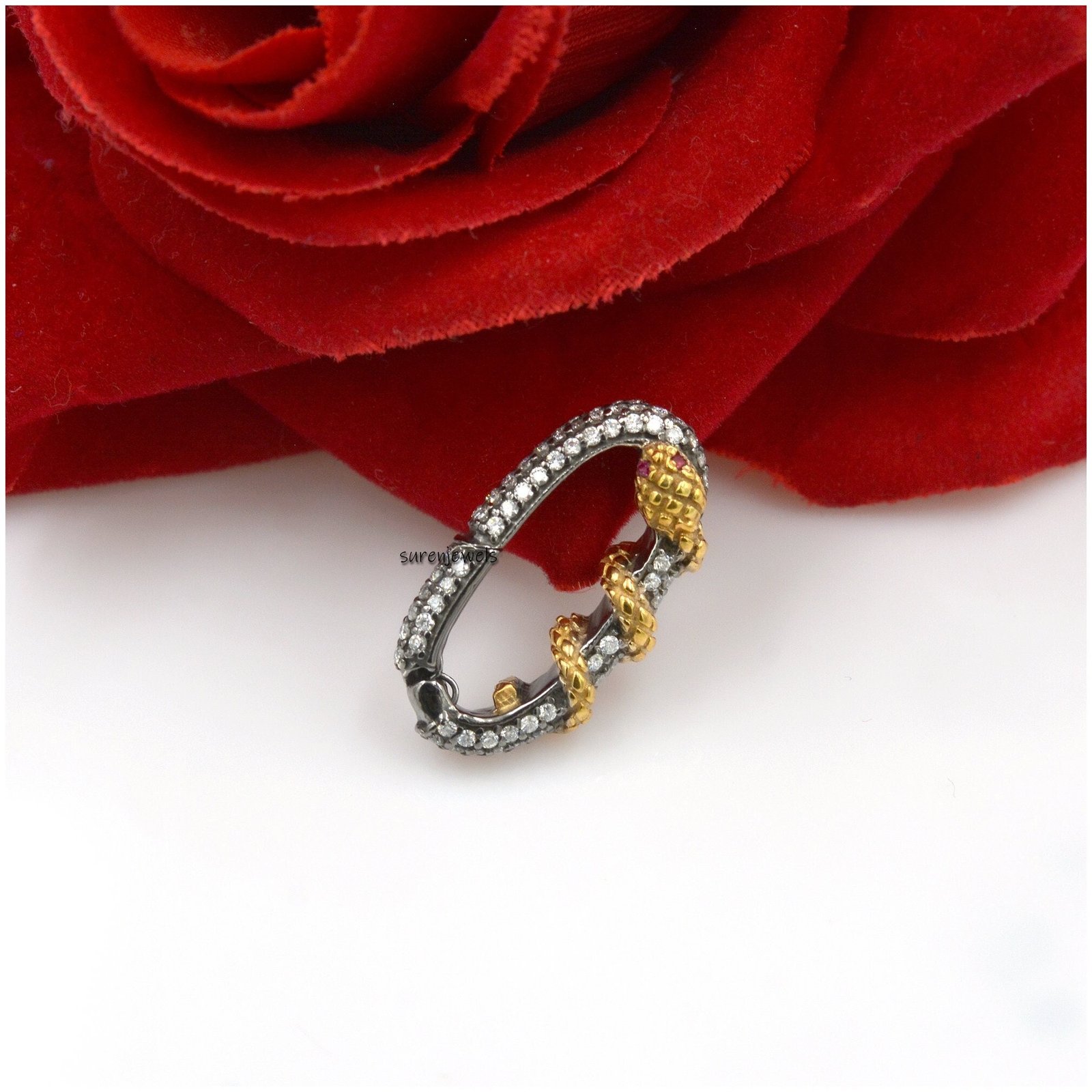 Diamond Snake Charm 14k Gold Enhancer - View 4 - Suren Jewels | SKU: SJP1136-SLRHYGRU-22M Diamond Snake Charm 14k Gold Enhancer - View 4 - Suren Jewels | SKU: SJP1136-SLRHYGRU-22M