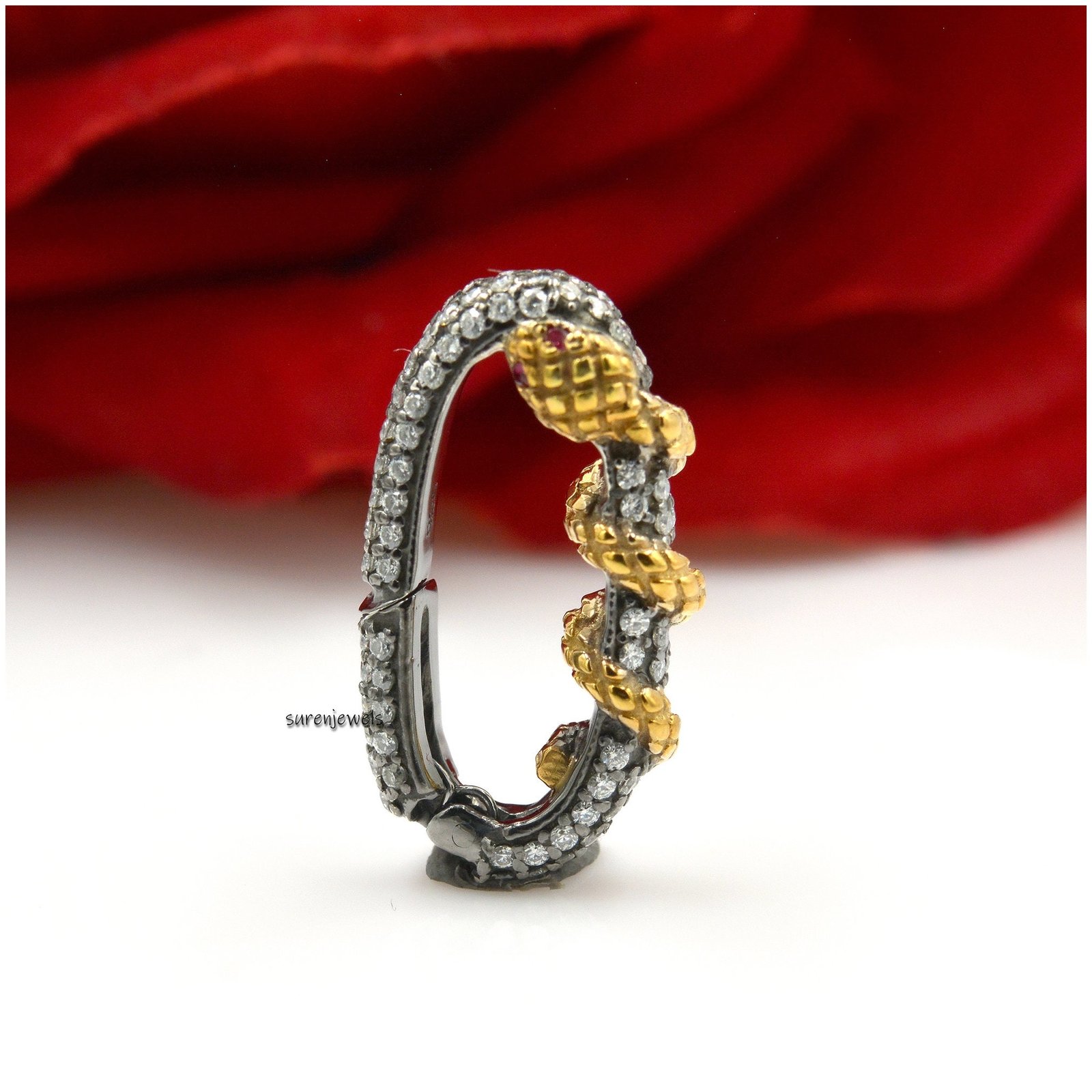 Diamond Snake Charm 14k Gold Enhancer - View 5 - Suren Jewels | SKU: SJP1136-SLRHYGRU-22M Diamond Snake Charm 14k Gold Enhancer - View 5 - Suren Jewels | SKU: SJP1136-SLRHYGRU-22M