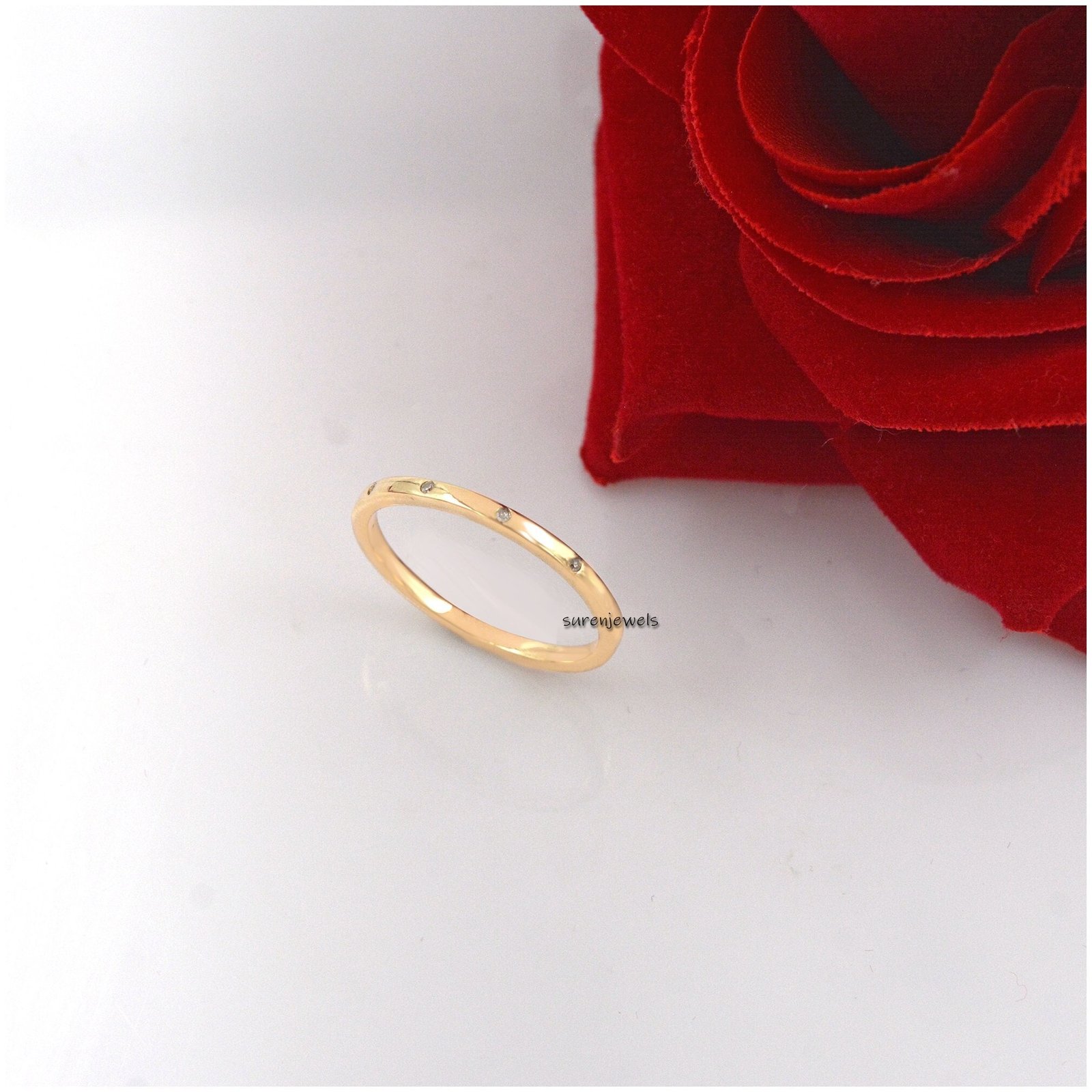 Flush Set Diamond Wedding Band: 925 Silver Eternity Ring - Suren Jewels | SKU: SJR08-SLYGDI-5S/SJR911-SLYGDI-10 Flush Set Diamond Wedding Band: 925 Silver Eternity Ring - Suren Jewels | SKU: SJR08-SLYGDI-5S/SJR911-SLYGDI-10