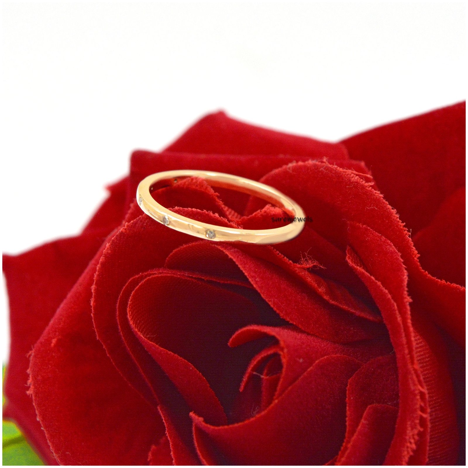 Flush Set Diamond Wedding Band: 925 Silver Eternity Ring - View 2 - Suren Jewels | SKU: SJR08-SLYGDI-5S/SJR911-SLYGDI-10 Flush Set Diamond Wedding Band: 925 Silver Eternity Ring - View 2 - Suren Jewels | SKU: SJR08-SLYGDI-5S/SJR911-SLYGDI-10