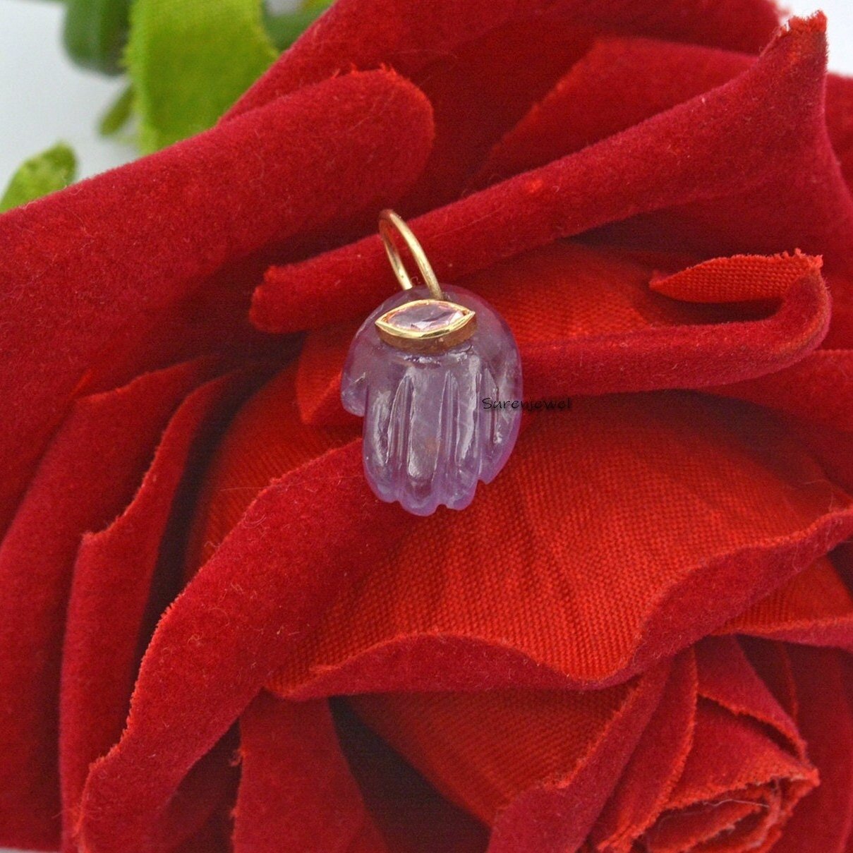 Gemstone Figa Hand Pendant: 14k Gold Healer Charm - View 4 - Suren Jewels | SKU: SJP1047-SLYGAMPSP-15M Gemstone Figa Hand Pendant: 14k Gold Healer Charm - View 4 - Suren Jewels | SKU: SJP1047-SLYGAMPSP-15M