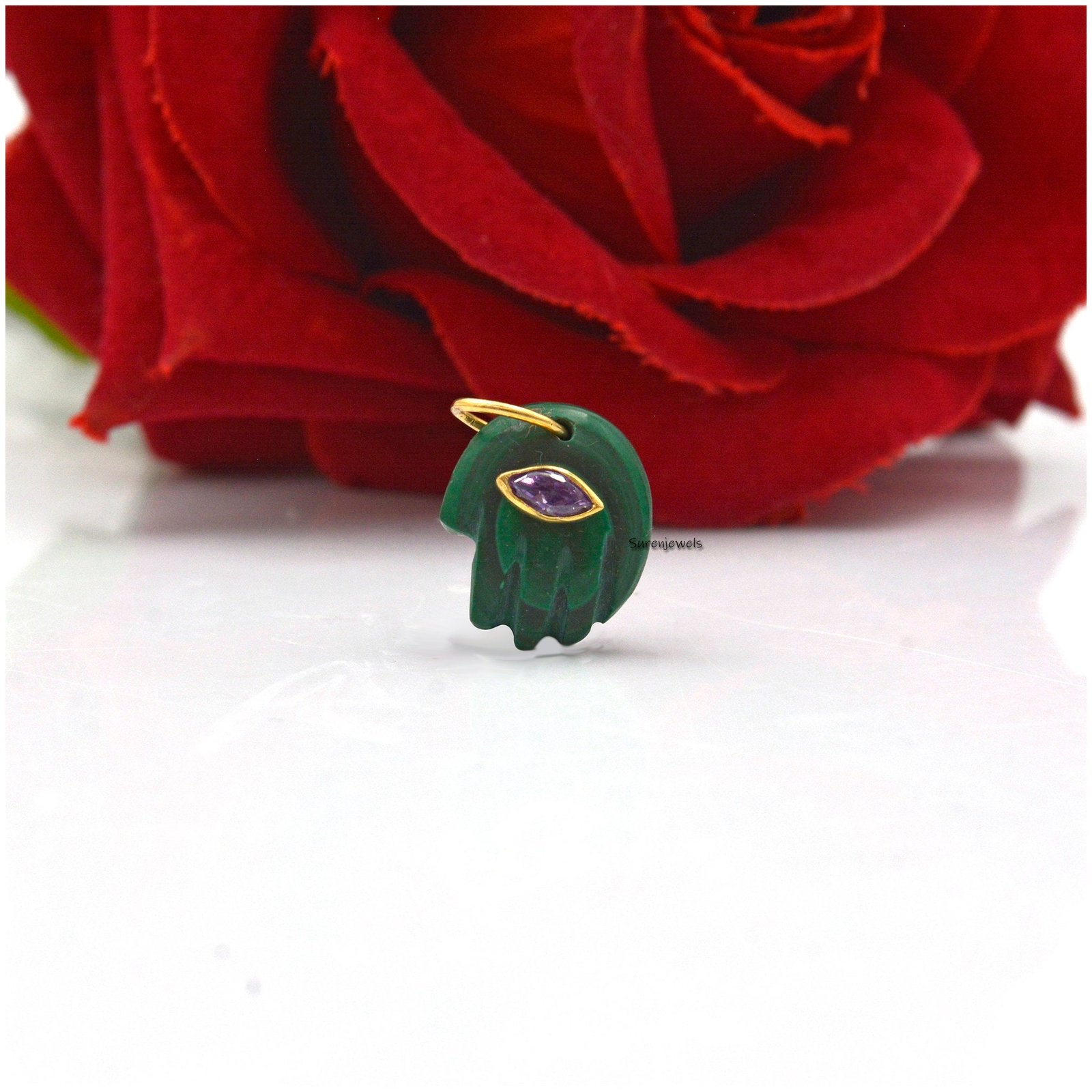 Gemstone Figa Hand Pendant: 14k Gold Healer Charm - View 6 - Suren Jewels | SKU: SJP1047-SLYGAMPSP-15M Gemstone Figa Hand Pendant: 14k Gold Healer Charm - View 6 - Suren Jewels | SKU: SJP1047-SLYGAMPSP-15M