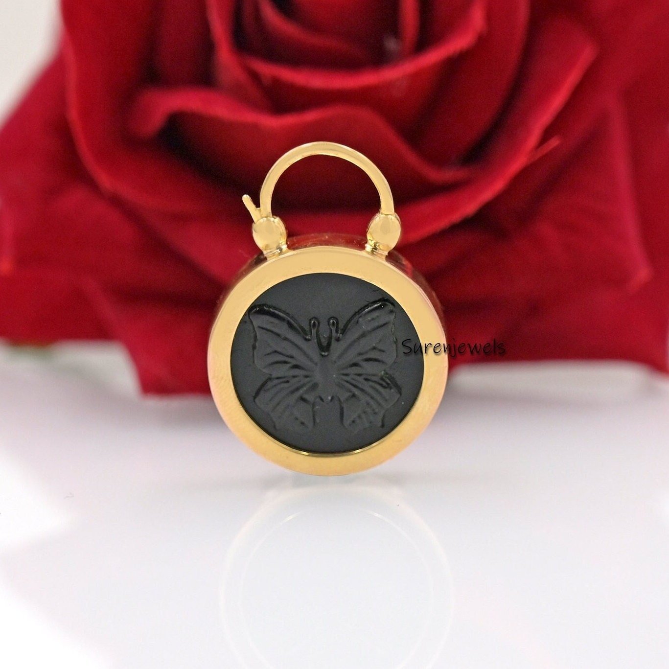 Gemstone Padlock Pendant, Handmade Designer Padlock - View 2 - Suren Jewels | SKU: SJP1624-SLYGAZ-35M Gemstone Padlock Pendant, Handmade Designer Padlock - View 2 - Suren Jewels | SKU: SJP1624-SLYGAZ-35M