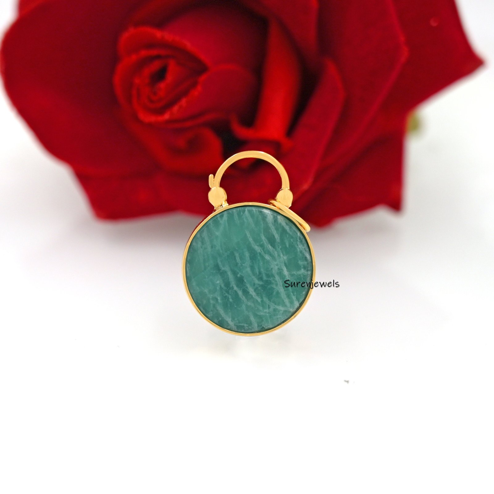 Gemstone Padlock Pendant, Handmade Designer Padlock - View 4 - Suren Jewels | SKU: SJP1624-SLYGAZ-35M Gemstone Padlock Pendant, Handmade Designer Padlock - View 4 - Suren Jewels | SKU: SJP1624-SLYGAZ-35M