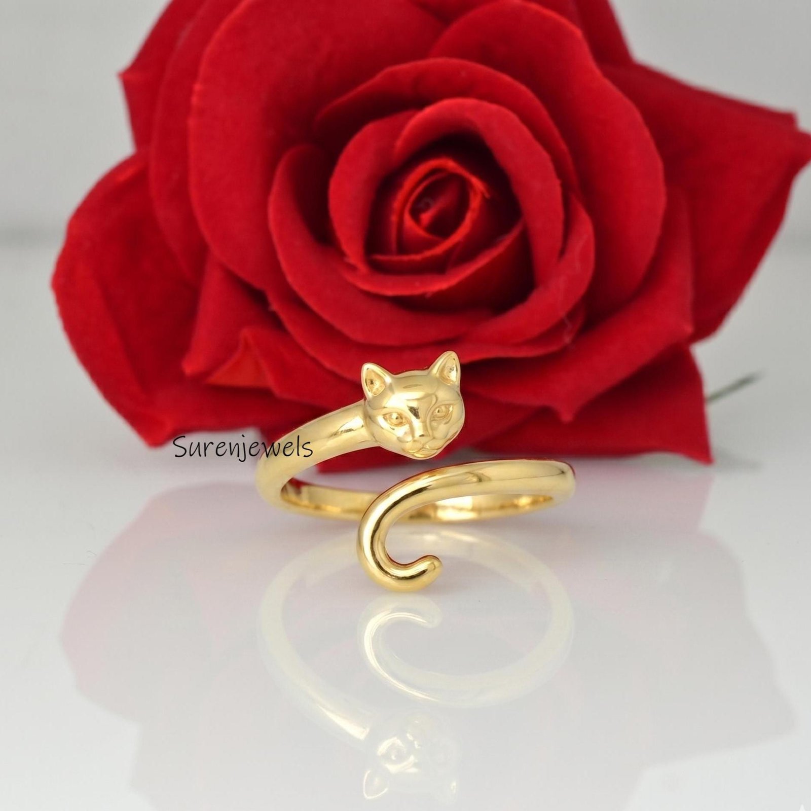 Gold Cat Ring, Adjustable Cat Wrap Ring, Cute Kitten Jewelry, Minimalist Cat Lover Gift, Stackable Animal Ring, Dainty Gold A Gold Cat Ring, Adjustable Cat Wrap Ring, Cute Kitten Jewelry, Minimalist Cat Lover Gift, Stackable Animal Ring, Dainty Gold A