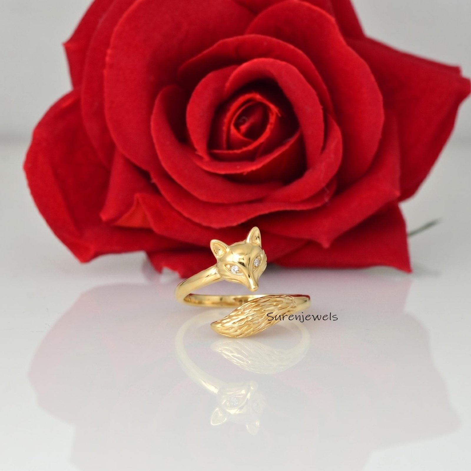 Gold Fox Wrap Ring, Adjustable Animal Ring, Minimalist Woodland Jewelry, Dainty Fox Gift for Her, Cute Nature Inspired Statem Gold Fox Wrap Ring, Adjustable Animal Ring, Minimalist Woodland Jewelry, Dainty Fox Gift for Her, Cute Nature Inspired Statem