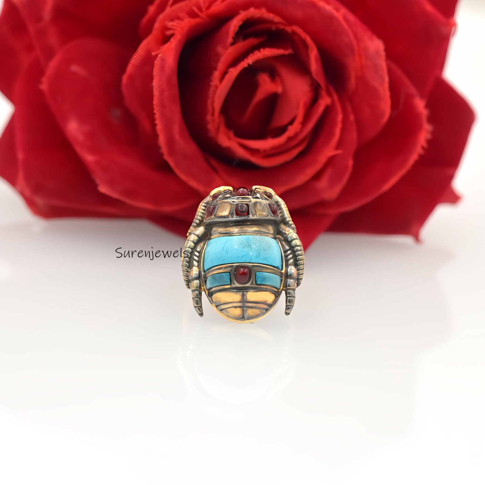 Gold Scarab Beetle Ring: Egypt-Inspired CZ Jewelry - View 3 - Suren Jewels | SKU: SJR3020-SLYGELMTLPZBS-US-8,SJR2904-SLYGELMT Gold Scarab Beetle Ring: Egypt-Inspired CZ Jewelry - View 3 - Suren Jewels | SKU: SJR3020-SLYGELMTLPZBS-US-8,SJR2904-SLYGELMT