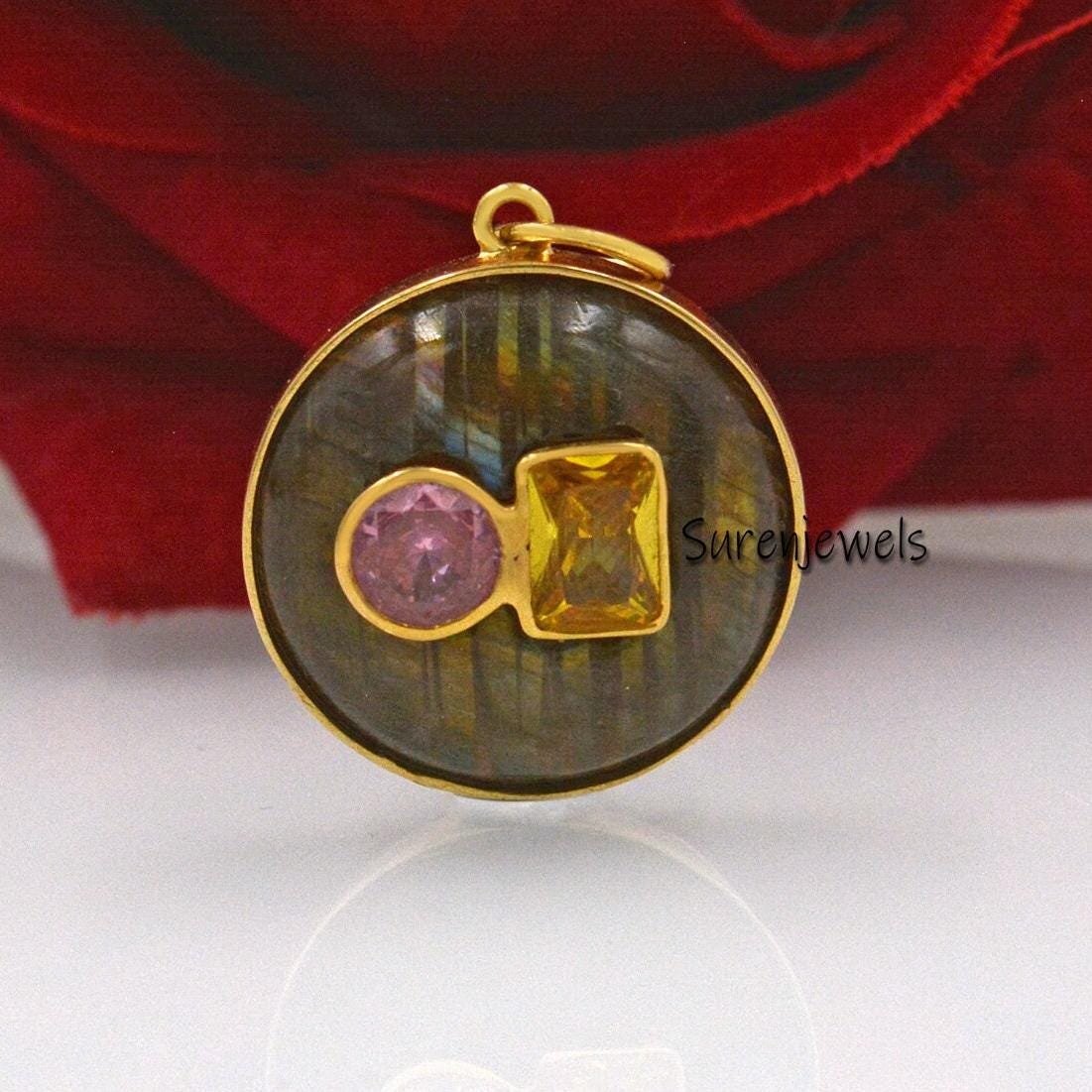 Hand Carved 14k Gold Gemstone Ball Pendant Jewelry - Suren Jewels | SKU: SJP1693-SLYGAZCZYCZ Hand Carved 14k Gold Gemstone Ball Pendant Jewelry - Suren Jewels | SKU: SJP1693-SLYGAZCZYCZ