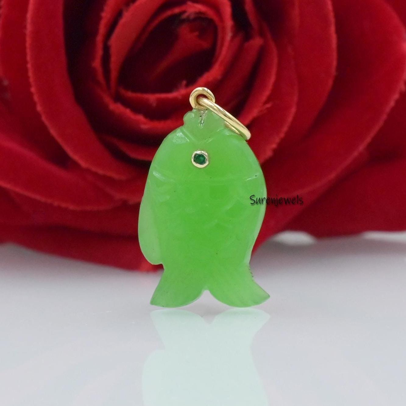 Hand Carved Gemstone Fish pendant, Handmade Designer Fish charms - Suren Jewels | SKU: SJP3370 Hand Carved Gemstone Fish pendant, Handmade Designer Fish charms - Suren Jewels | SKU: SJP3370