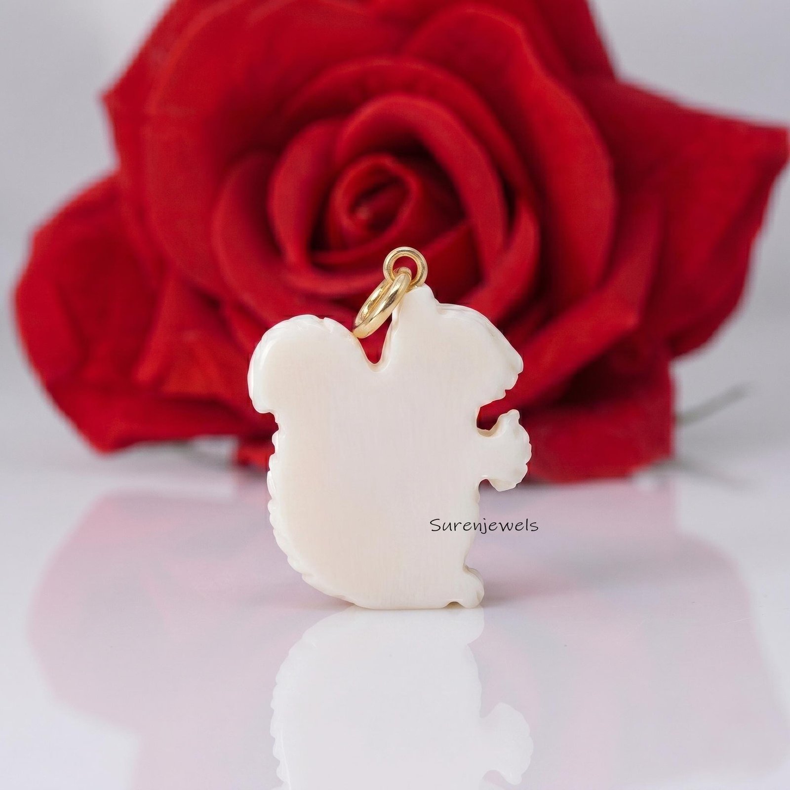 Hand Carving 14k Gold Gemstone Squirrel Pendant, Gemstone Squirrel Pendant - View 2 - Suren Jewels | SKU: SJP Hand Carving 14k Gold Gemstone Squirrel Pendant, Gemstone Squirrel Pendant - View 2 - Suren Jewels | SKU: SJP