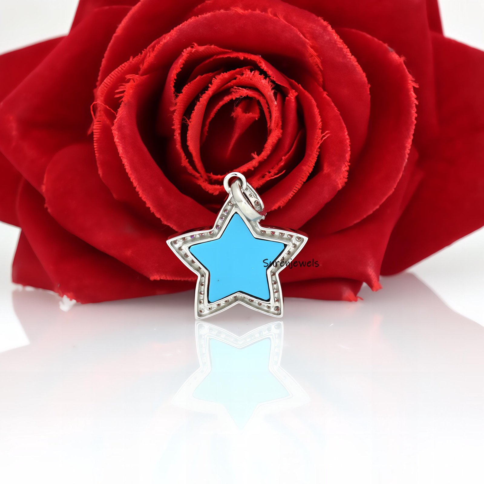 Handmade 14K Gold Gemstone Star Pendant: Pave Diamond Charm - View 5 - Suren Jewels | SKU: SJP3349-SLWGPOPCZ-30M Handmade 14K Gold Gemstone Star Pendant: Pave Diamond Charm - View 5 - Suren Jewels | SKU: SJP3349-SLWGPOPCZ-30M