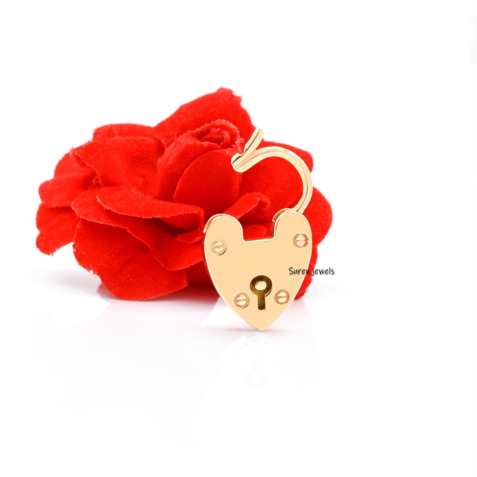 Handmade 14k Gold Heart Padlock: Paperclip Necklace Jewelry - Suren Jewels | SKU: SJP48-14KYG-N47-18I Handmade 14k Gold Heart Padlock: Paperclip Necklace Jewelry - Suren Jewels | SKU: SJP48-14KYG-N47-18I