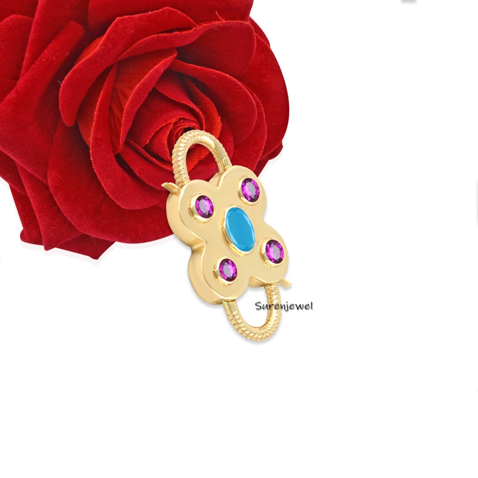 Handmade 14k Gold Plated Turquoise Padlock Pendant: Openable Jewelry - View 2 - Suren Jewels | SKU: SJP65-SLYGTQPO-N47-18I-92 Handmade 14k Gold Plated Turquoise Padlock Pendant: Openable Jewelry - View 2 - Suren Jewels | SKU: SJP65-SLYGTQPO-N47-18I-92