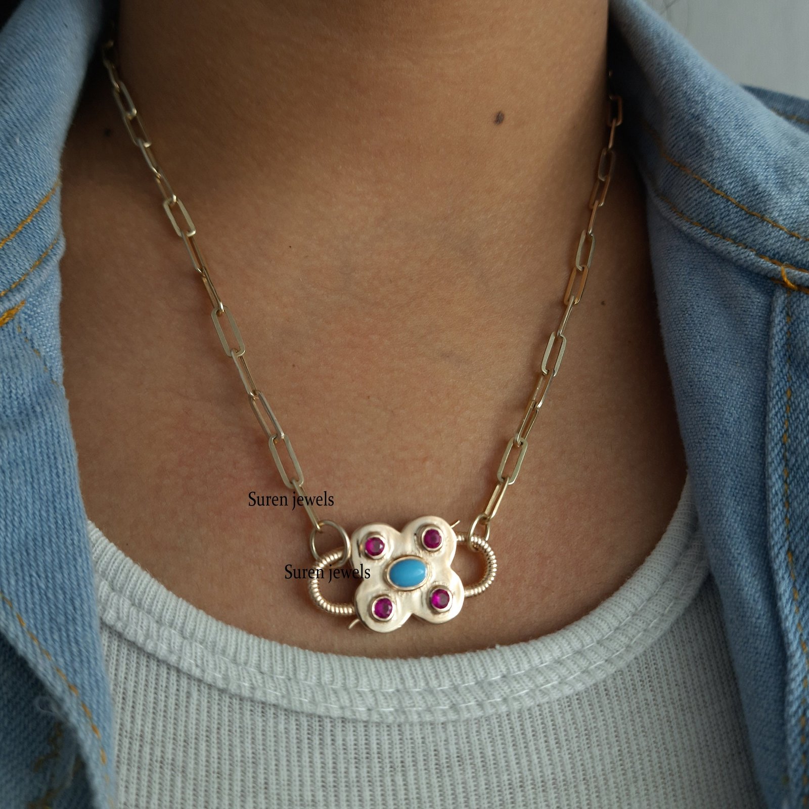 Handmade 14k Gold Plated Turquoise Padlock Pendant: Openable Jewelry - View 5 - Suren Jewels | SKU: SJP65-SLYGTQPO-N47-18I-92 Handmade 14k Gold Plated Turquoise Padlock Pendant: Openable Jewelry - View 5 - Suren Jewels | SKU: SJP65-SLYGTQPO-N47-18I-92