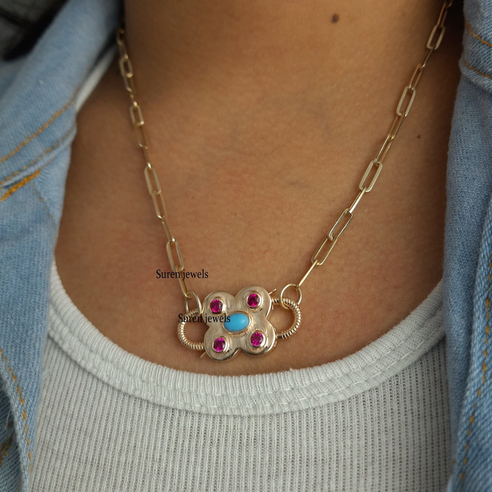 Handmade 14k Gold Plated Turquoise Padlock Pendant: Openable Jewelry - View 7 - Suren Jewels | SKU: SJP65-SLYGTQPO-N47-18I-92 Handmade 14k Gold Plated Turquoise Padlock Pendant: Openable Jewelry - View 7 - Suren Jewels | SKU: SJP65-SLYGTQPO-N47-18I-92