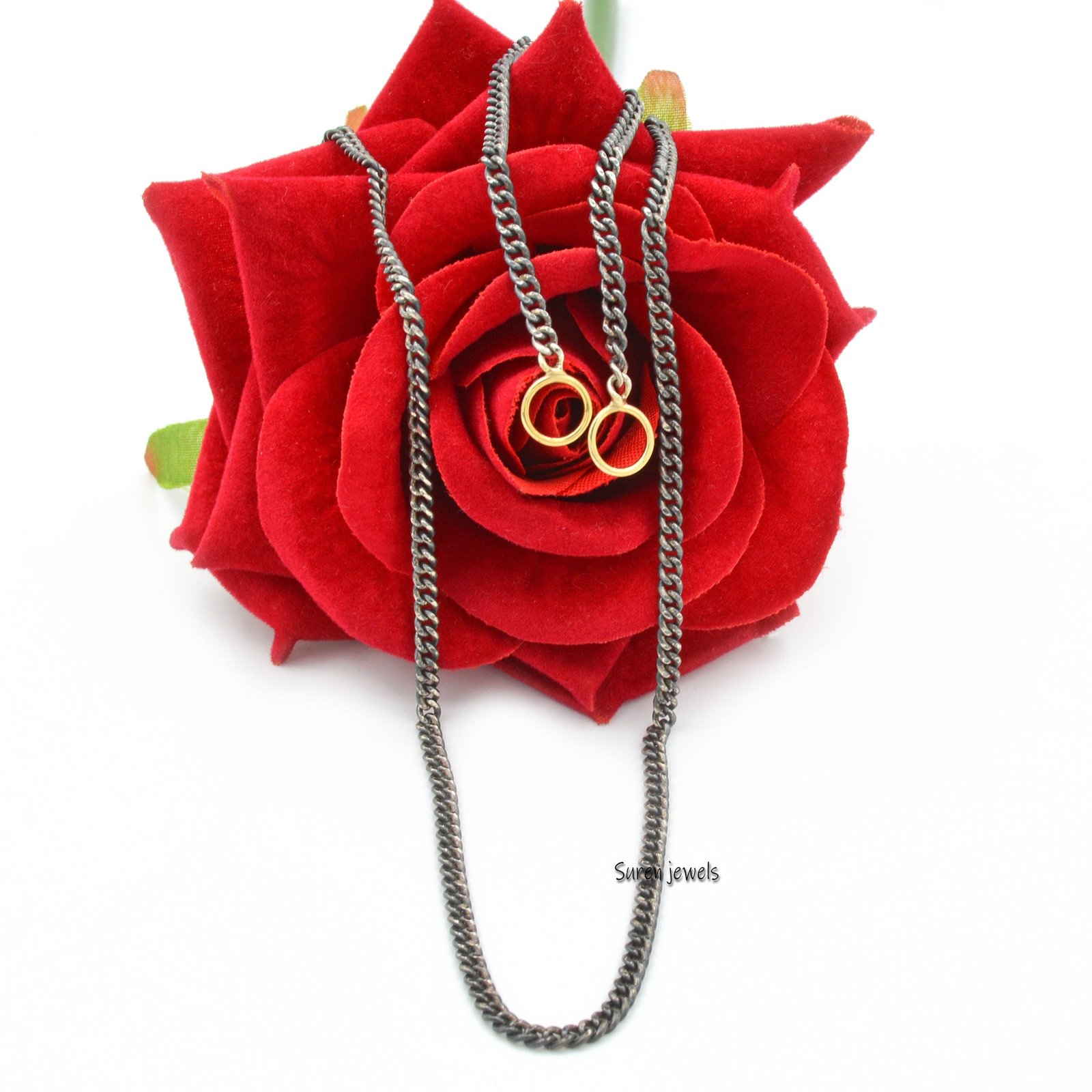 Handmade 925 Silver Curb Chain Necklace with Carabiner Lock - Suren Jewels | SKU: SJN234/ G17-SLOX Handmade 925 Silver Curb Chain Necklace with Carabiner Lock - Suren Jewels | SKU: SJN234/ G17-SLOX