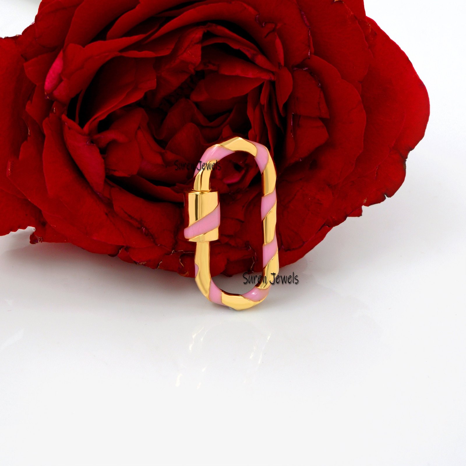 Handmade 925 Silver Enamel Carabiner Lock: Designer Jewelry - View 4 - Suren Jewels | SKU: SJC133-SLYGELG-25M Handmade 925 Silver Enamel Carabiner Lock: Designer Jewelry - View 4 - Suren Jewels | SKU: SJC133-SLYGELG-25M