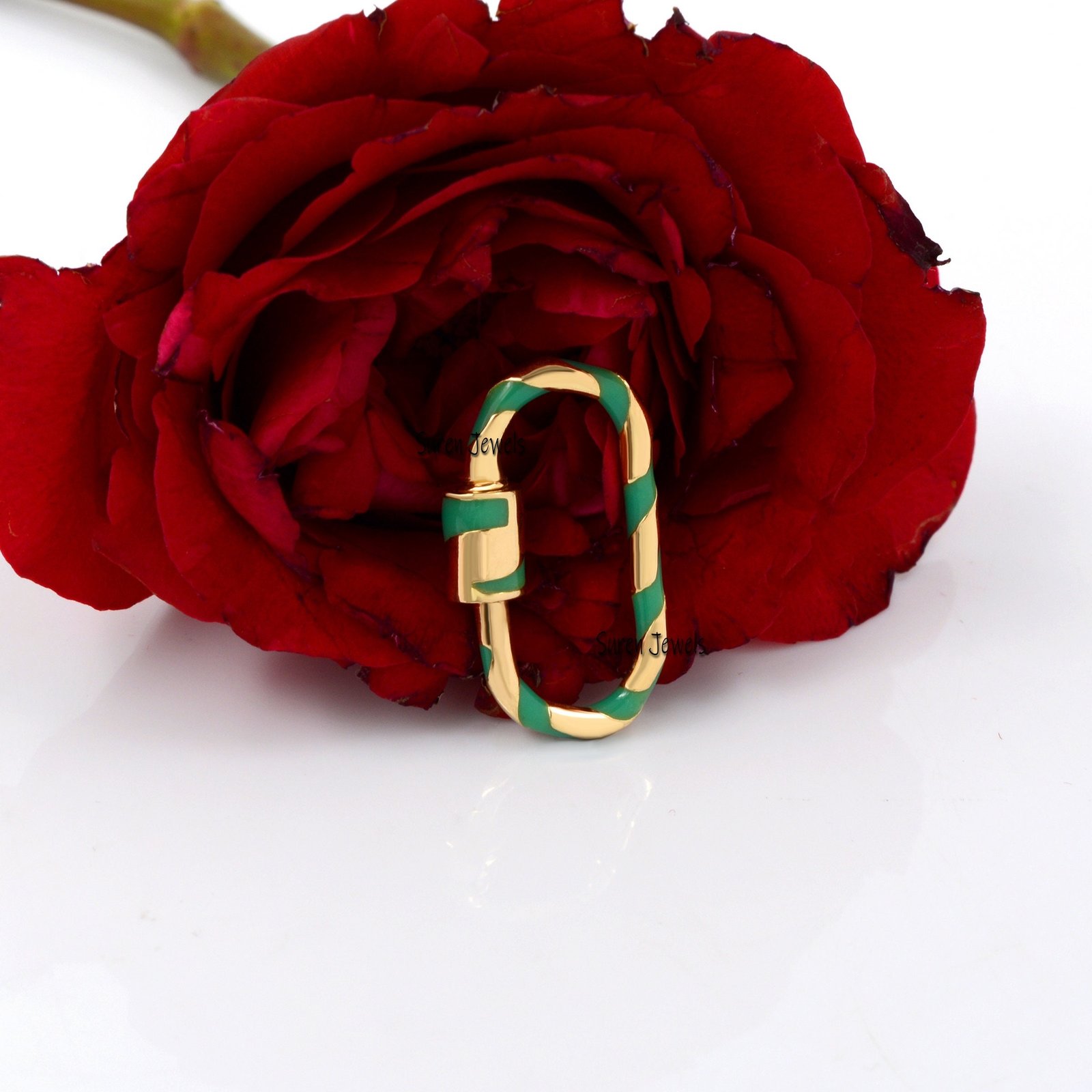 Handmade 925 Silver Enamel Carabiner Lock: Designer Jewelry - View 5 - Suren Jewels | SKU: SJC133-SLYGELG-25M Handmade 925 Silver Enamel Carabiner Lock: Designer Jewelry - View 5 - Suren Jewels | SKU: SJC133-SLYGELG-25M
