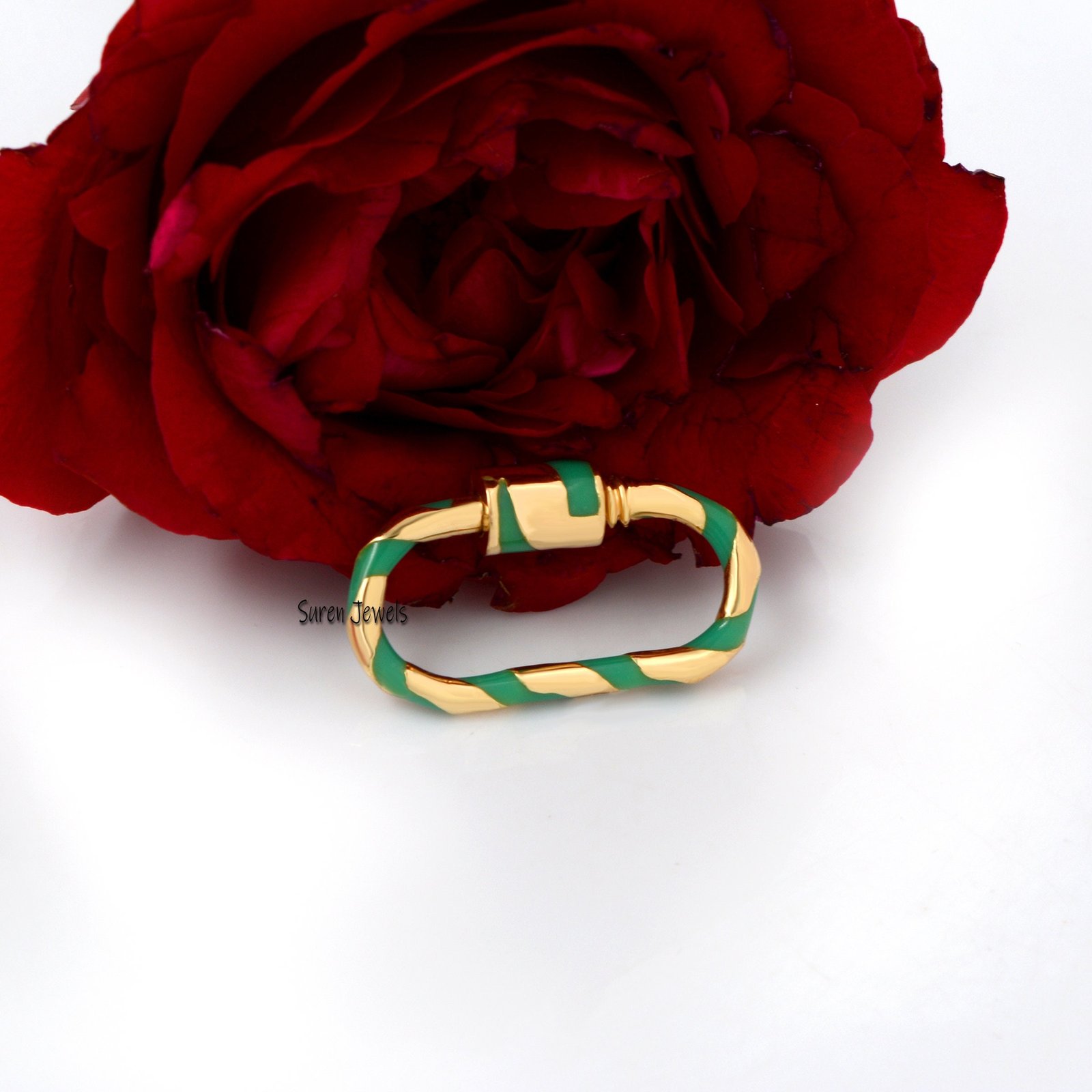 Handmade 925 Silver Enamel Carabiner Lock: Designer Jewelry - View 6 - Suren Jewels | SKU: SJC133-SLYGELG-25M Handmade 925 Silver Enamel Carabiner Lock: Designer Jewelry - View 6 - Suren Jewels | SKU: SJC133-SLYGELG-25M