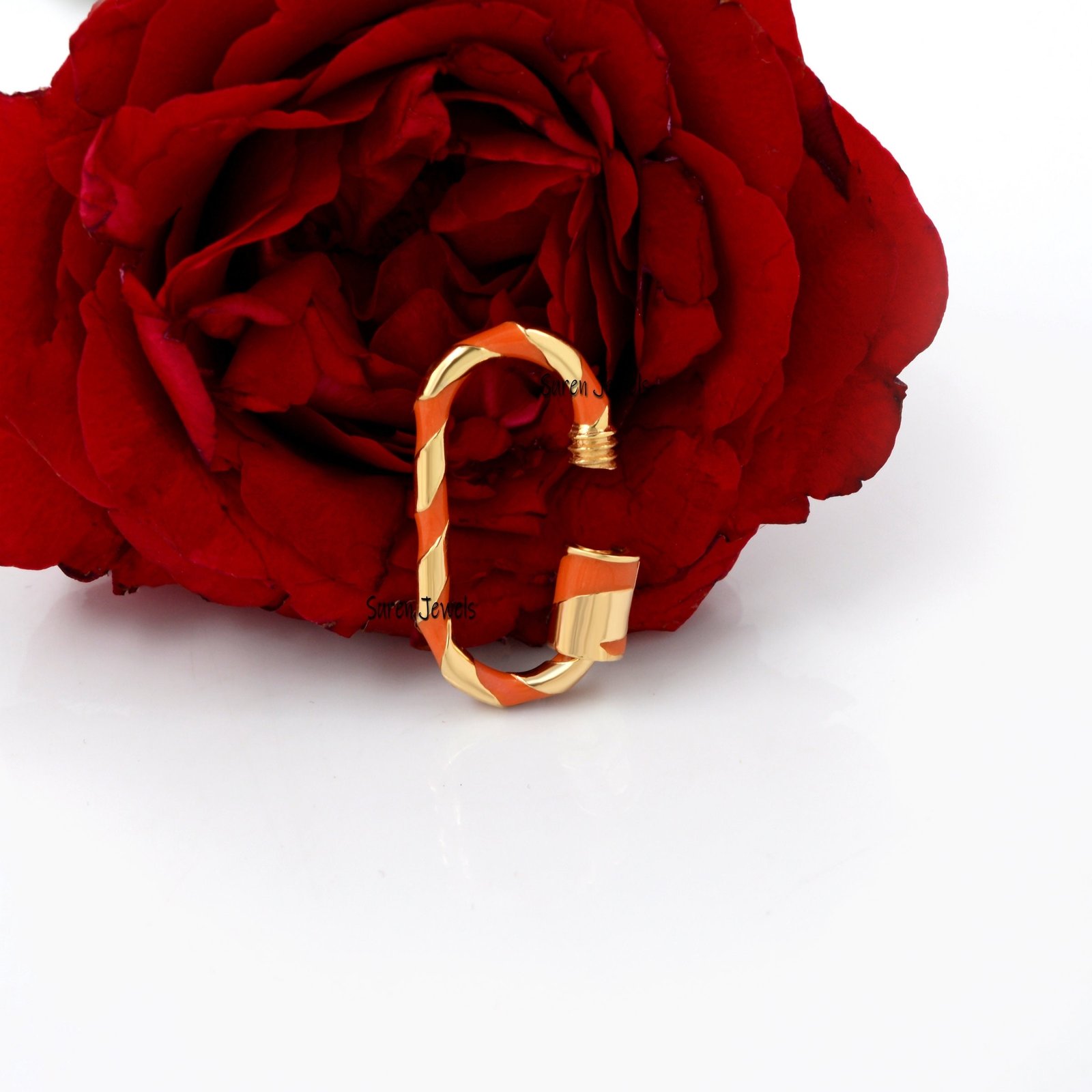 Handmade 925 Silver Enamel Carabiner Lock: Designer Jewelry - View 7 - Suren Jewels | SKU: SJC133-SLYGELG-25M Handmade 925 Silver Enamel Carabiner Lock: Designer Jewelry - View 7 - Suren Jewels | SKU: SJC133-SLYGELG-25M