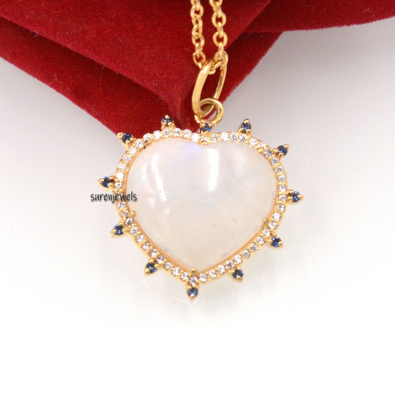 Handmade 925 Silver Heart Pendant: Lapis Lazuli & CZ Gemstone Charm - Suren Jewels | SKU: SJP1448-14KWGTQCZ Handmade 925 Silver Heart Pendant: Lapis Lazuli & CZ Gemstone Charm - Suren Jewels | SKU: SJP1448-14KWGTQCZ