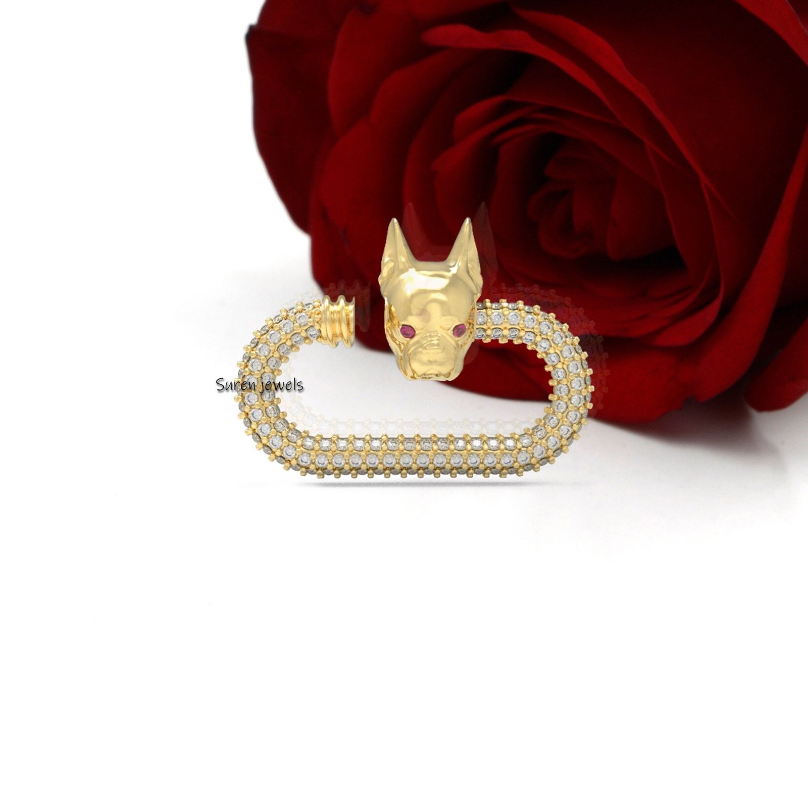 Handmade 925 Silver Pave Gemstone Carabiner Lock: Designer Dog Charm - View 6 - Suren Jewels | SKU: SJC139-SLYGDIRU-25M Handmade 925 Silver Pave Gemstone Carabiner Lock: Designer Dog Charm - View 6 - Suren Jewels | SKU: SJC139-SLYGDIRU-25M