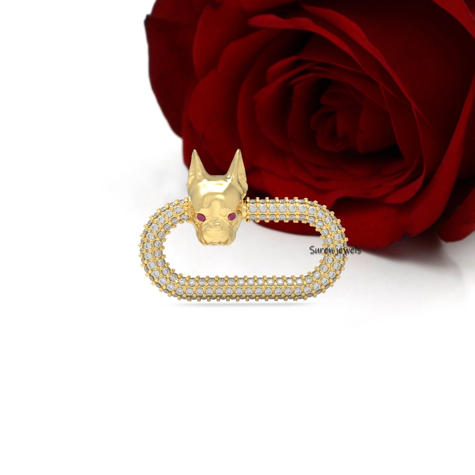 Handmade 925 Silver Pave Gemstone Carabiner Lock: Designer Dog Charm - View 7 - Suren Jewels | SKU: SJC139-SLYGDIRU-25M Handmade 925 Silver Pave Gemstone Carabiner Lock: Designer Dog Charm - View 7 - Suren Jewels | SKU: SJC139-SLYGDIRU-25M