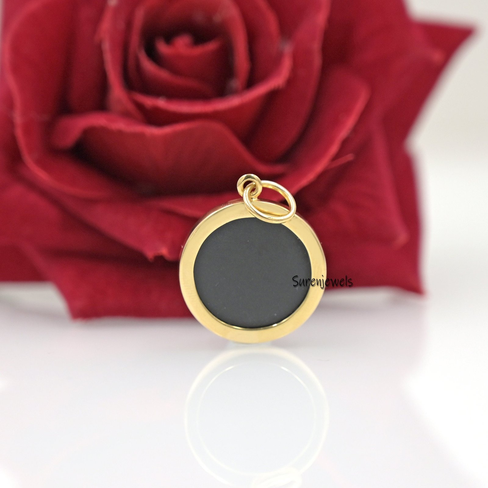 Handmade Carved Gemstone ball Pendant: Green CZ Accent - View 4 - Suren Jewels | SKU: SJP1694- Handmade Carved Gemstone ball Pendant: Green CZ Accent - View 4 - Suren Jewels | SKU: SJP1694-