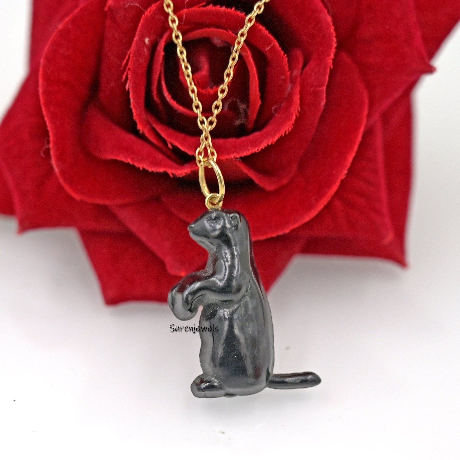 Handmade Carved Gemstone Penguin Pendant: Designer Charm - View 2 - Suren Jewels | SKU: SJP3065-SLRHLPZ-35M Handmade Carved Gemstone Penguin Pendant: Designer Charm - View 2 - Suren Jewels | SKU: SJP3065-SLRHLPZ-35M