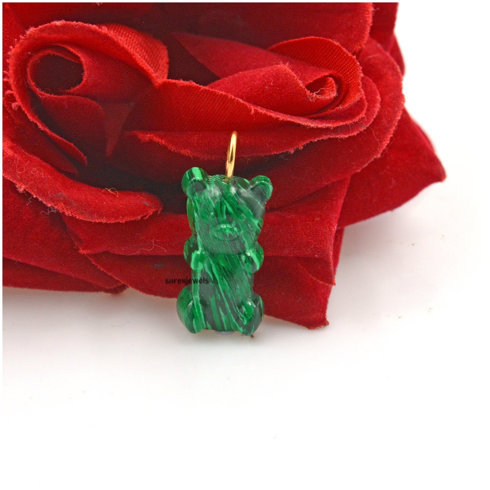 Handmade Gemstone Teddy Bear Pendant: Designer Candy Jewelry - View 2 - Suren Jewels | SKU: SJP1469-SLYGMK Handmade Gemstone Teddy Bear Pendant: Designer Candy Jewelry - View 2 - Suren Jewels | SKU: SJP1469-SLYGMK