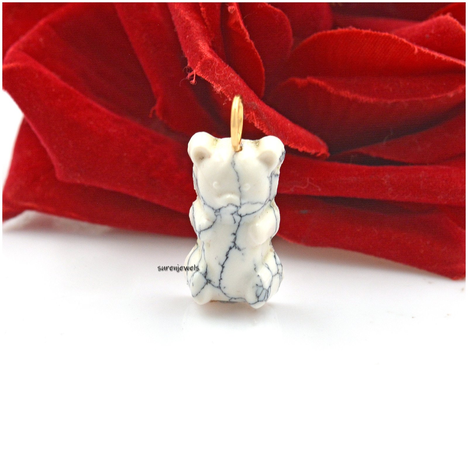 Handmade Gemstone Teddy Bear Pendant: Designer Candy Jewelry - View 3 - Suren Jewels | SKU: SJP1469-SLYGMK Handmade Gemstone Teddy Bear Pendant: Designer Candy Jewelry - View 3 - Suren Jewels | SKU: SJP1469-SLYGMK