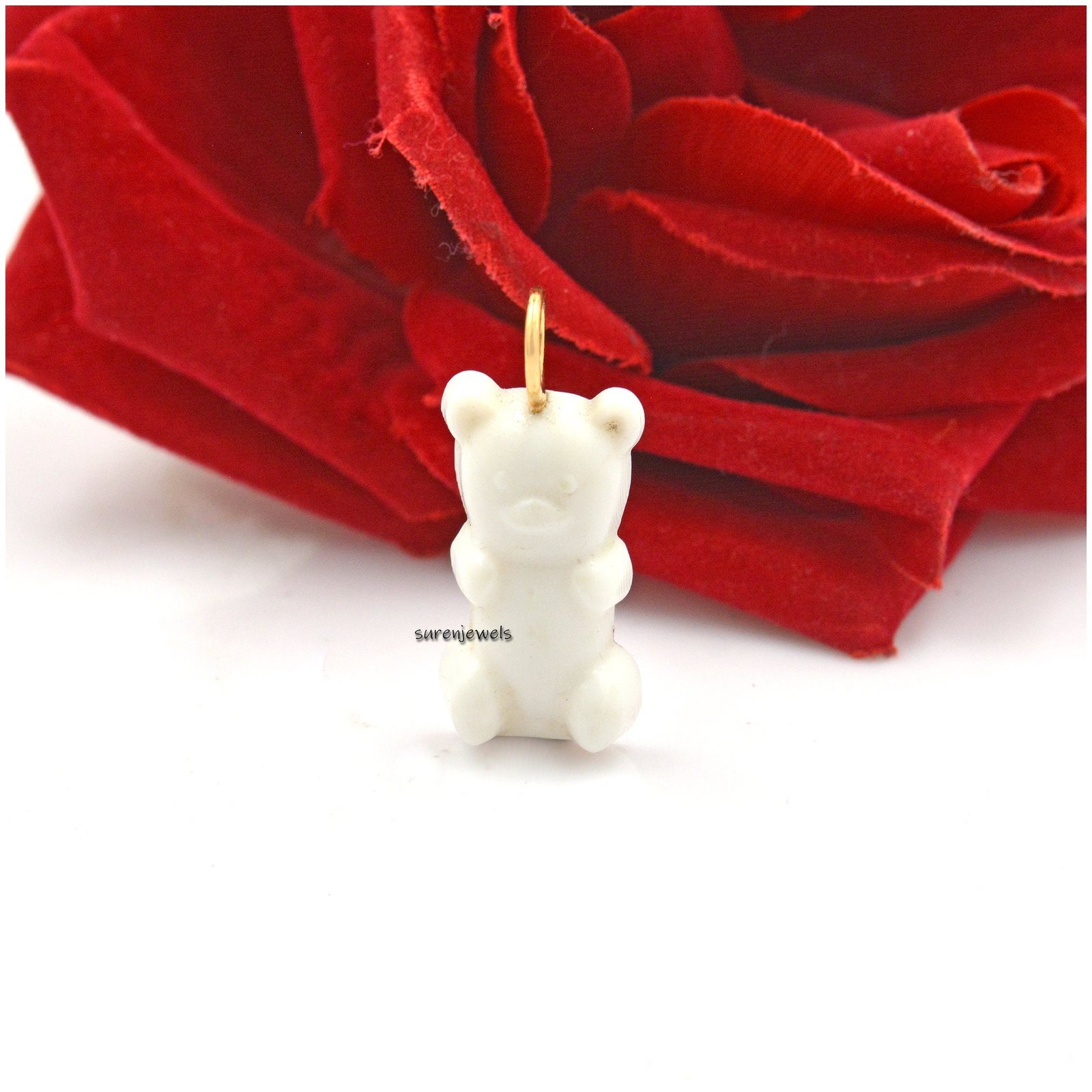 Handmade Gemstone Teddy Bear Pendant: Designer Candy Jewelry - View 5 - Suren Jewels | SKU: SJP1469-SLYGMK Handmade Gemstone Teddy Bear Pendant: Designer Candy Jewelry - View 5 - Suren Jewels | SKU: SJP1469-SLYGMK