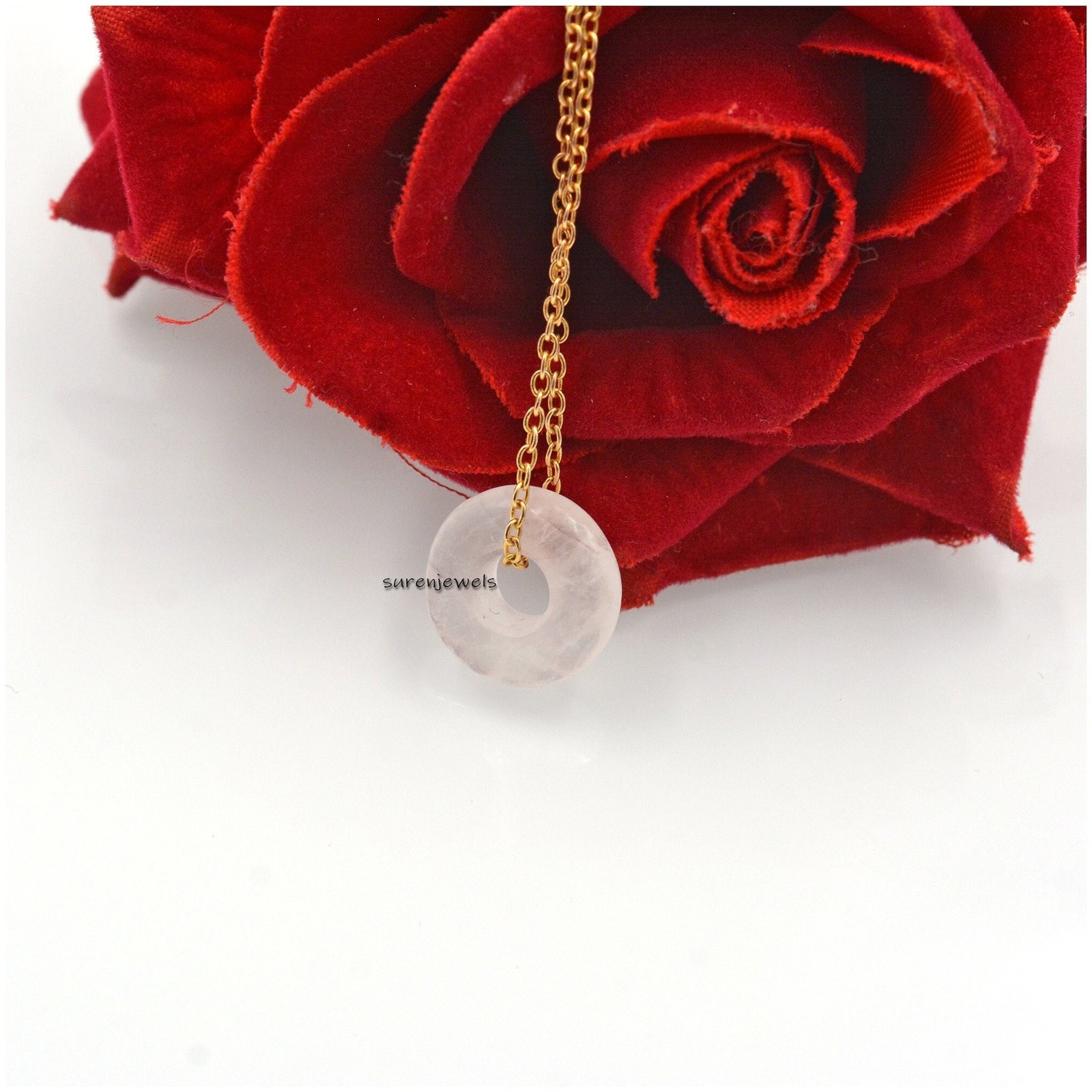 Jadeite Donut Pendant: Gemstone Circle Jewelry - View 2 - Suren Jewels | SKU: SJP1500 Jadeite Donut Pendant: Gemstone Circle Jewelry - View 2 - Suren Jewels | SKU: SJP1500