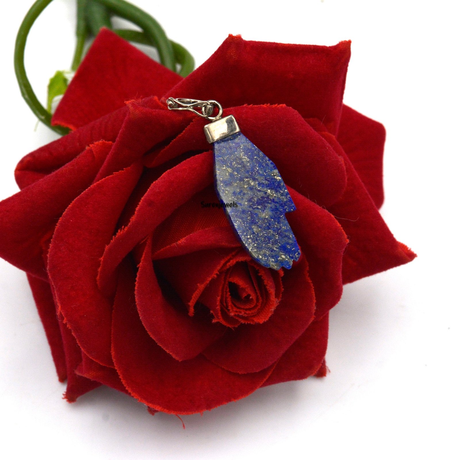 Lapis Hand Figa Charm Pendant, 925 Sterling Silver, Good Luck - View 2 - Suren Jewels | SKU: SJP1096-SLNSBODI-25 Lapis Hand Figa Charm Pendant, 925 Sterling Silver, Good Luck - View 2 - Suren Jewels | SKU: SJP1096-SLNSBODI-25