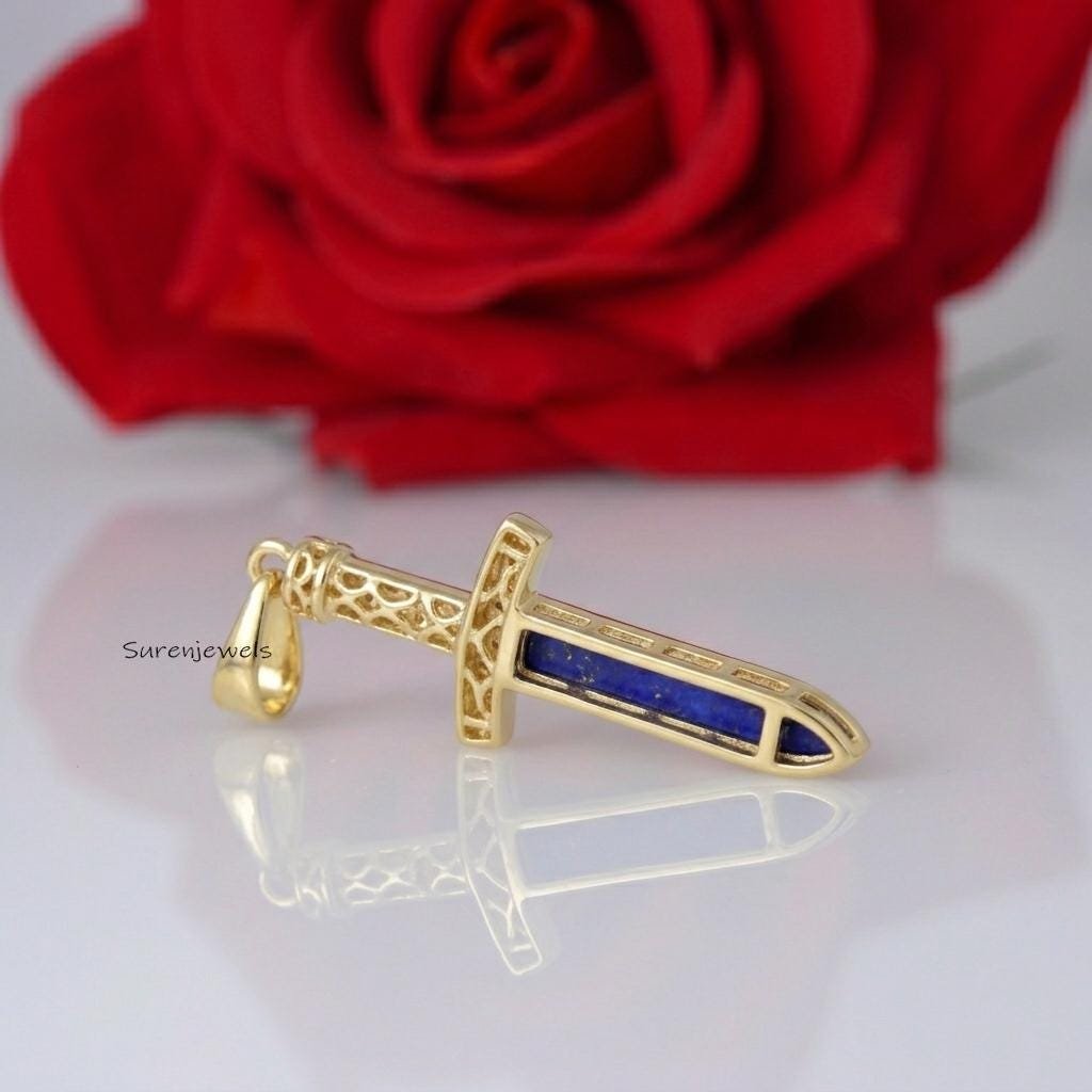 Lapis Lazuli Dagger Pendant, Sword Necklace, Gold Dagger Jewelry, Unique Sword Gift, Minimalist Gold Pendant, Gift for Him an Lapis Lazuli Dagger Pendant, Sword Necklace, Gold Dagger Jewelry, Unique Sword Gift, Minimalist Gold Pendant, Gift for Him an