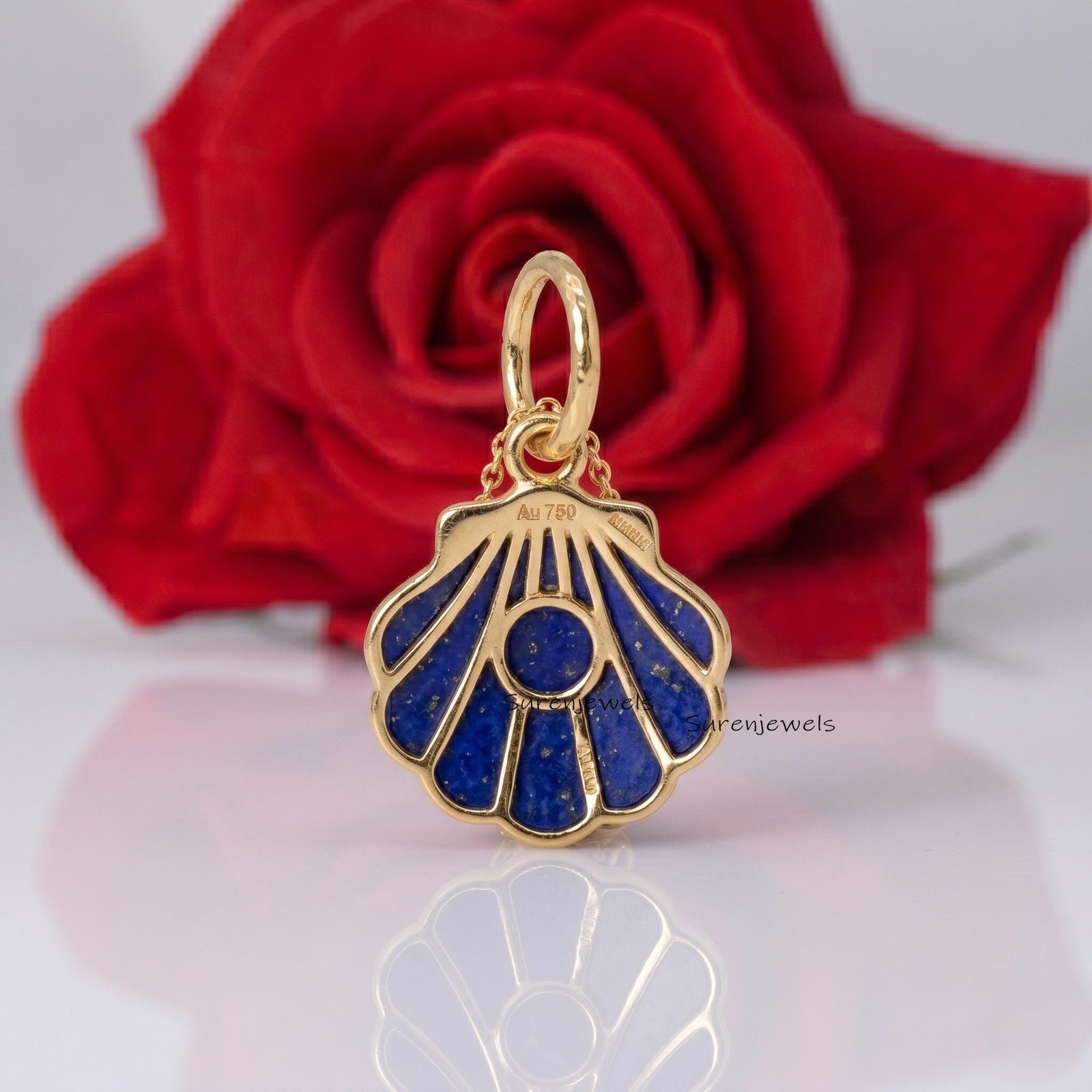 Lapis Lazuli Seashell Pendant, 14k Gold Plated Shell Charm, Minimalist Ocean Jewelry, Summer Necklace Pendant, Blue Gemstone Lapis Lazuli Seashell Pendant, 14k Gold Plated Shell Charm, Minimalist Ocean Jewelry, Summer Necklace Pendant, Blue Gemstone