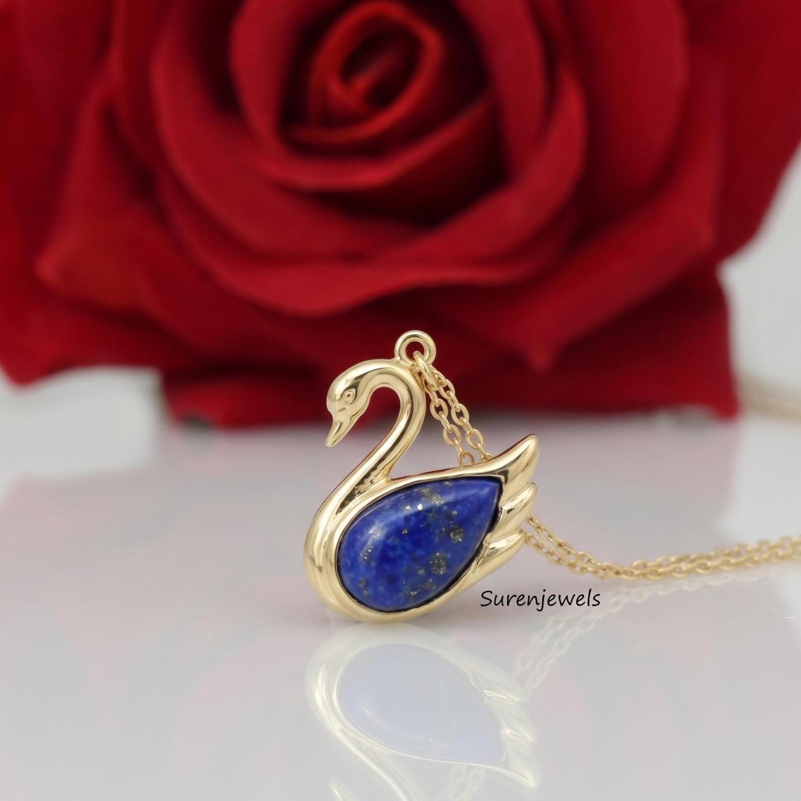 Lapis Lazuli Swan Pendant, Gold Swan Pendant, Dainty Blue Gemstone Jewelry, Minimalist Bird Necklace, Elegant Animal Charm Gi Lapis Lazuli Swan Pendant, Gold Swan Pendant, Dainty Blue Gemstone Jewelry, Minimalist Bird Necklace, Elegant Animal Charm Gi