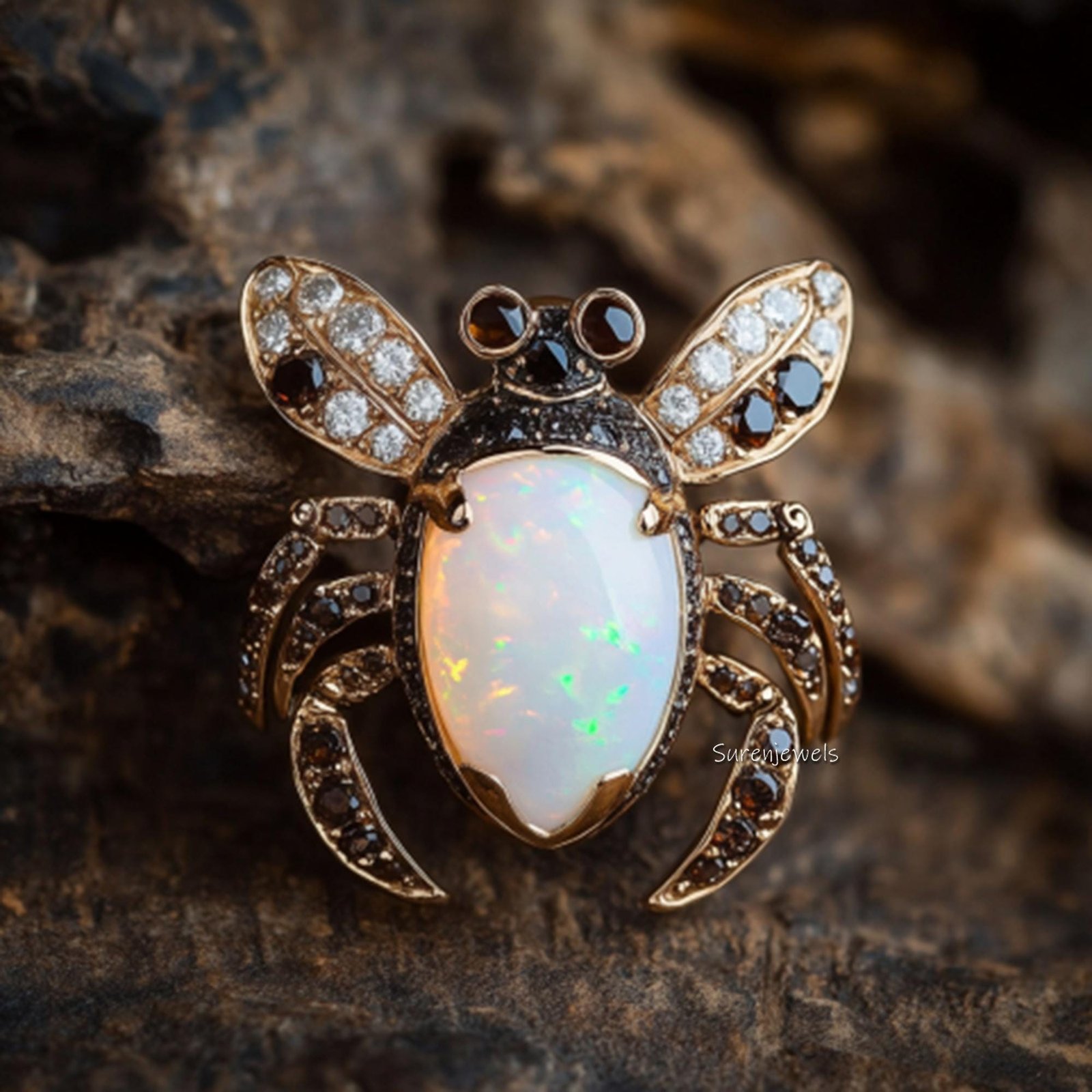 Opal Beetle Earrings, Unique Insect Statement Earrings, Gold Gemstone Bug Earrings, Nature Inspired Jewelry, Luxury Statement Opal Beetle Earrings, Unique Insect Statement Earrings, Gold Gemstone Bug Earrings, Nature Inspired Jewelry, Luxury Statement
